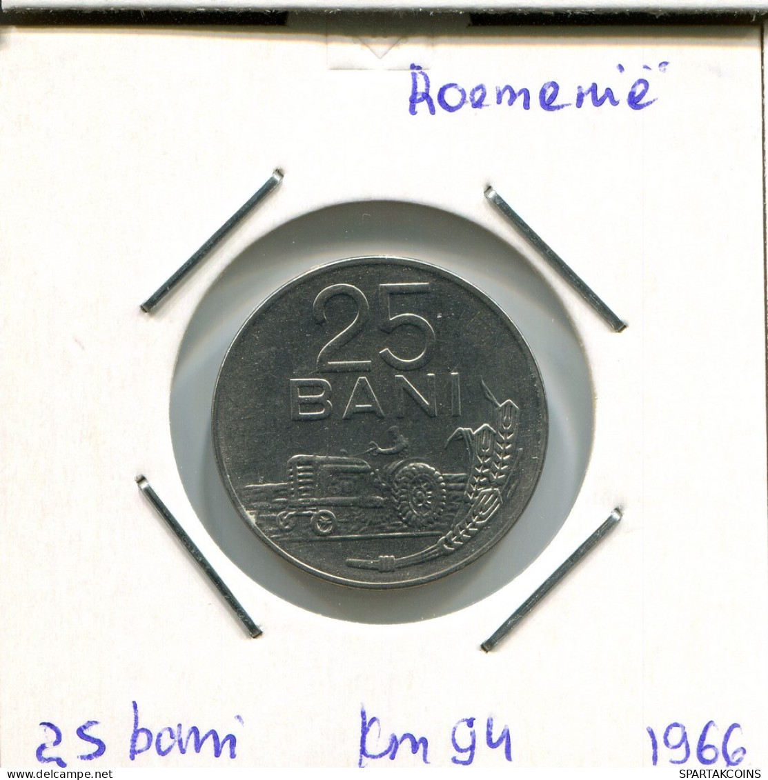 25 BANI 1966 ROUMANIE ROMANIA Pièce #AP654.2.F.A - Roemenië