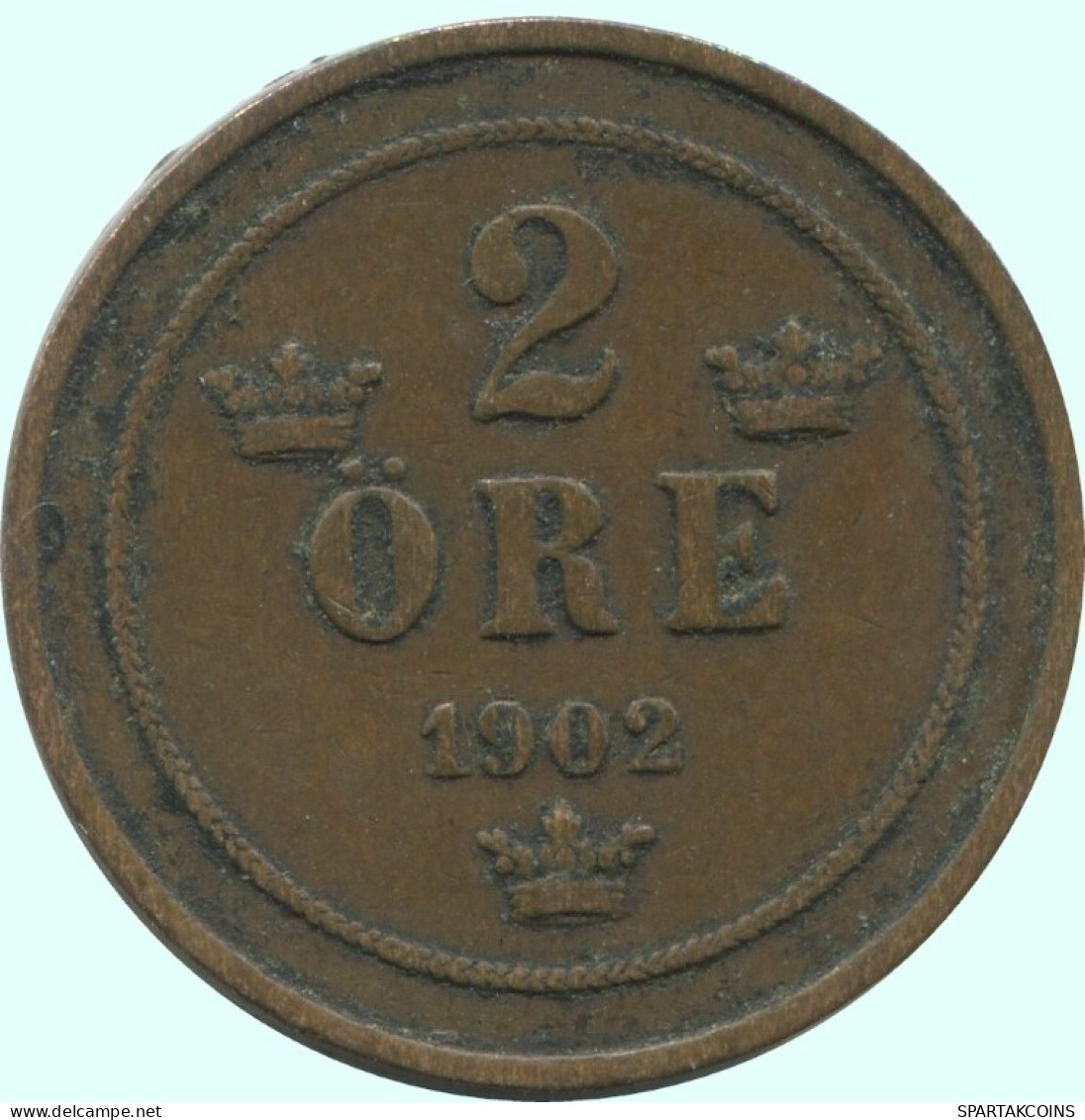 2 ORE 1902 SUÈDE SWEDEN Pièce #AC935.2.F.A - Sweden