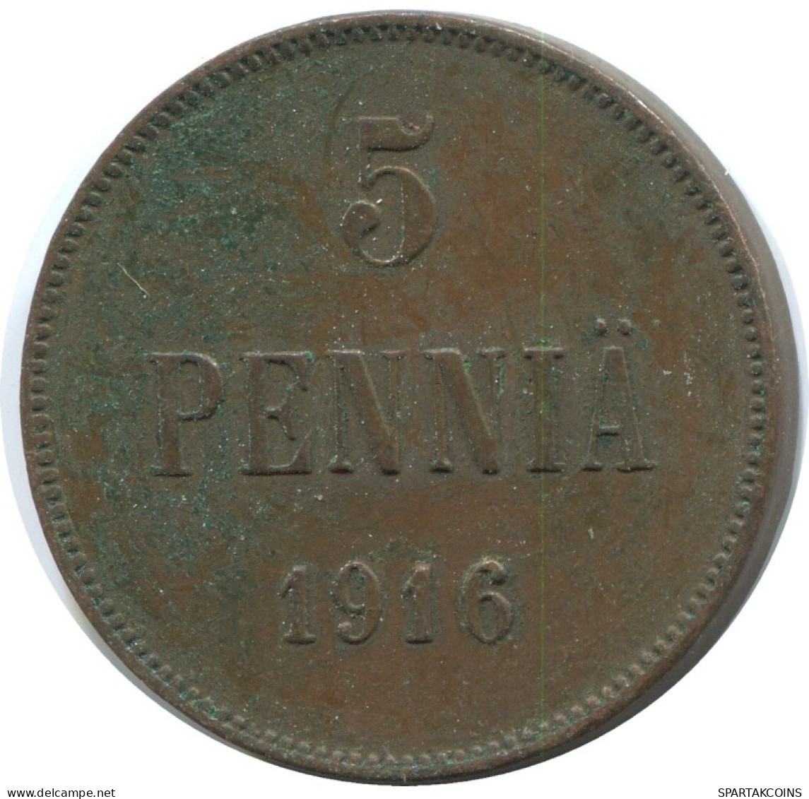 5 PENNIA 1916 FINLANDIA FINLAND Moneda RUSIA RUSSIA EMPIRE #AB134.5.E.A - Finland