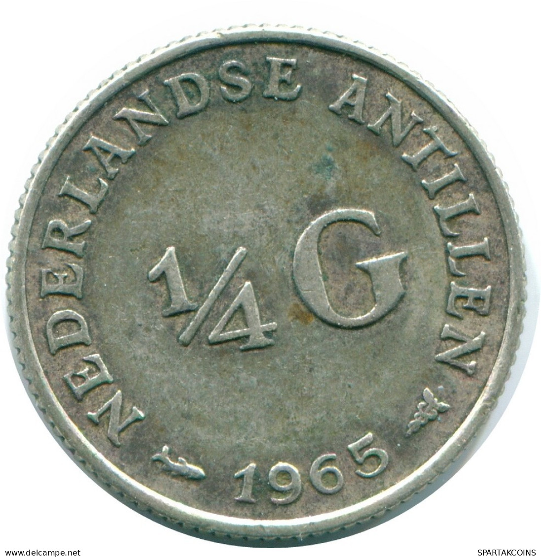 1/4 GULDEN 1965 ANTILLES NÉERLANDAISES ARGENT Colonial Pièce #NL11404.4.F.A - Netherlands Antilles