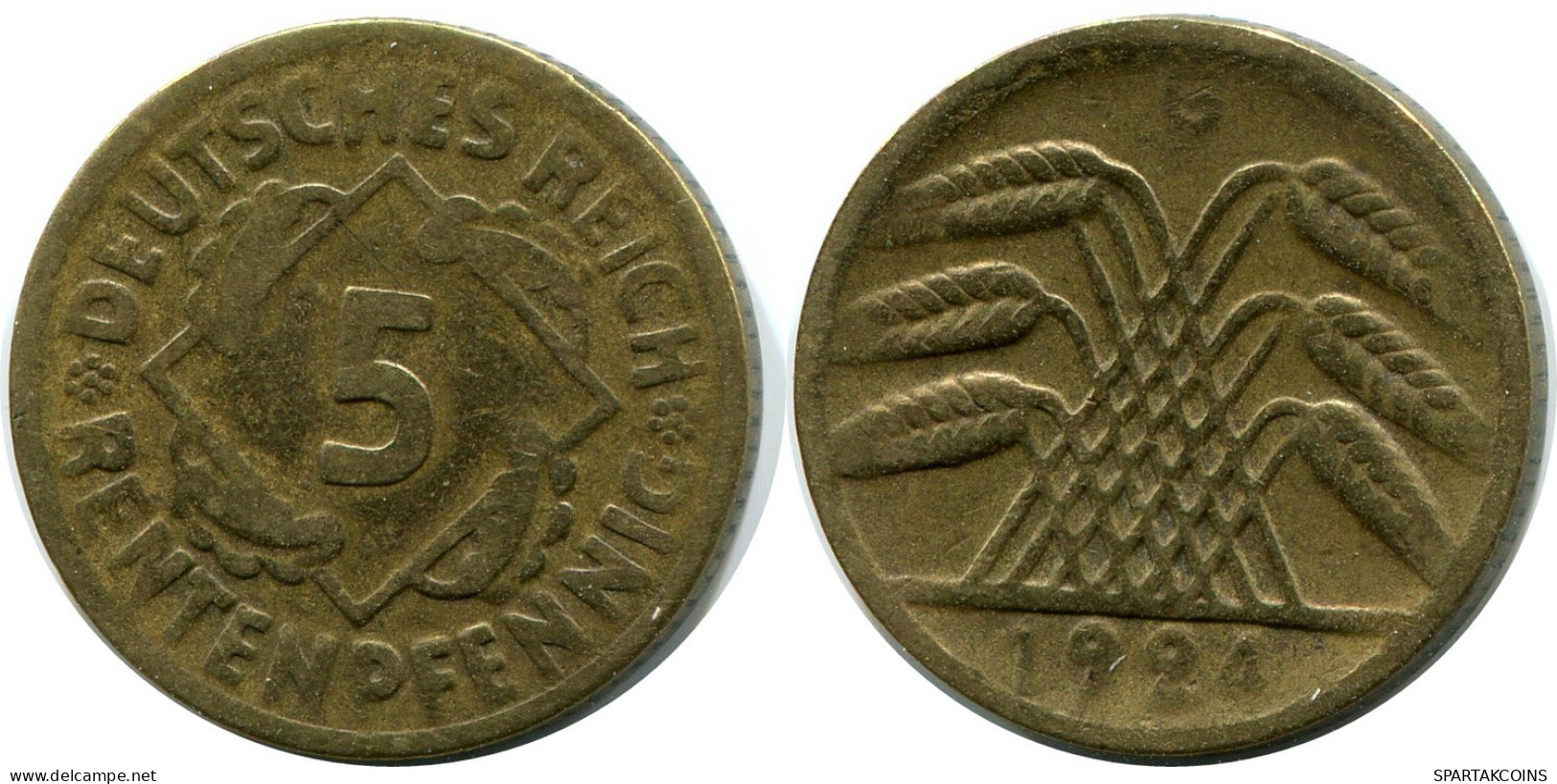 5 RENTENPFENNIG 1924 G DEUTSCHLAND Münze GERMANY #DB871.D.A - 5 Renten- & 5 Reichspfennig