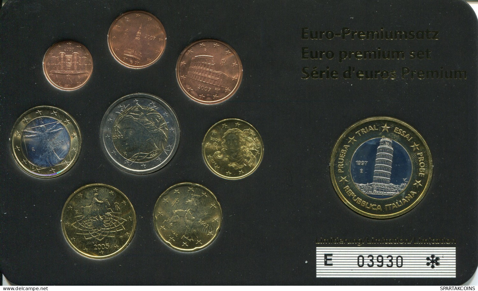 ITALIA ITALY 2002-2007 EURO SET + MEDAL UNC #SET1213.16.E.A - Italy