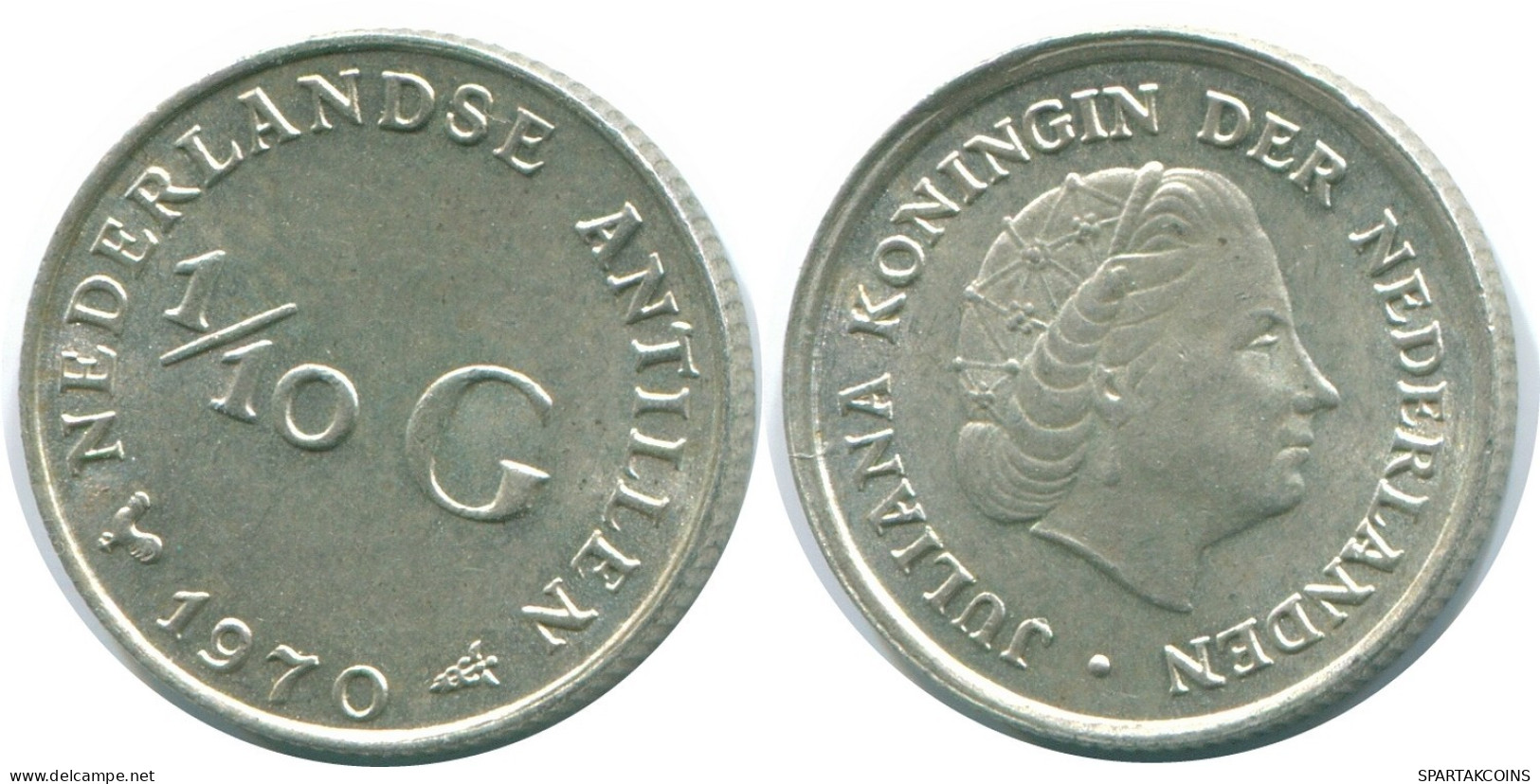 1/10 GULDEN 1970 NIEDERLÄNDISCHE ANTILLEN SILBER Koloniale Münze #NL12950.3.D.A - Niederländische Antillen