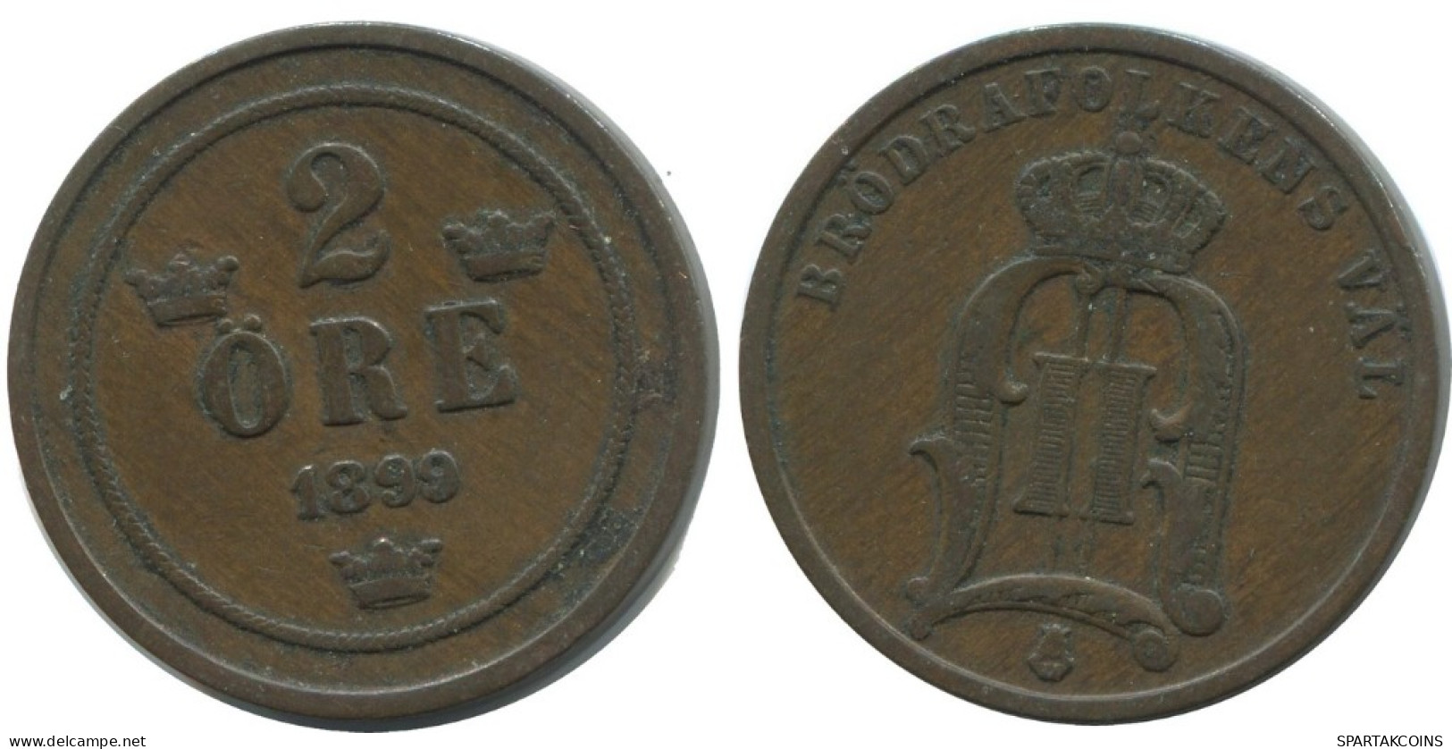 2 ORE 1899 SWEDEN Coin #AC963.2.U.A - Sweden