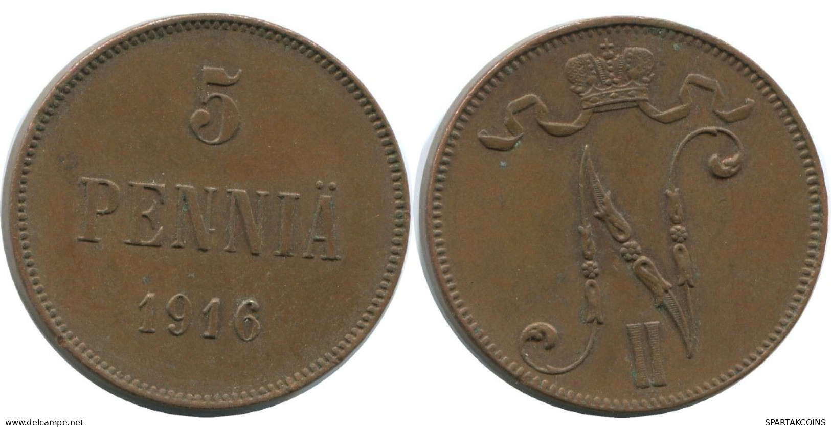 5 PENNIA 1916 FINLAND Coin RUSSIA EMPIRE #AB207.5.U.A - Finlande