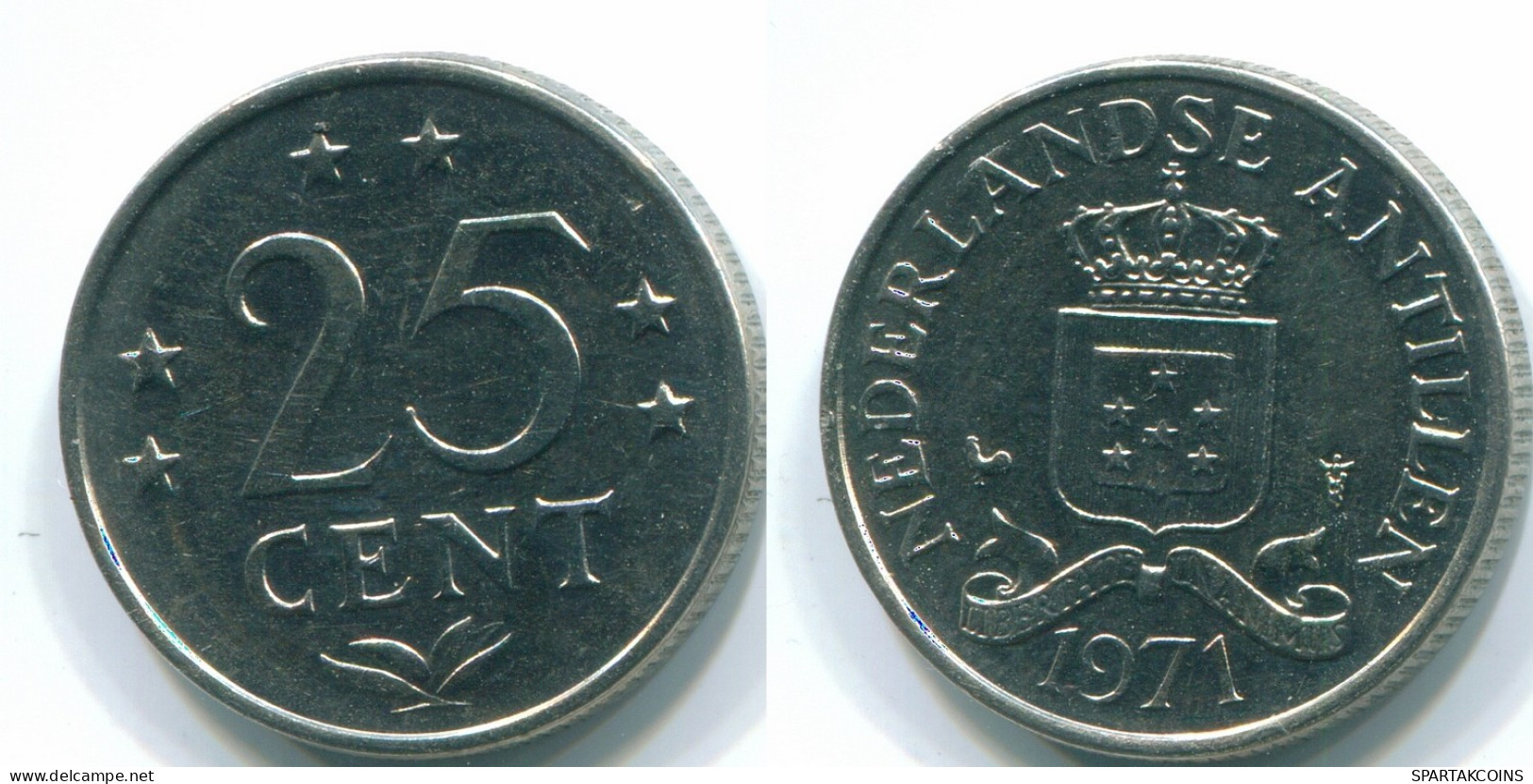 25 CENTS 1971 NIEDERLÄNDISCHE ANTILLEN Nickel Koloniale Münze #S11577.D.A - Antilles Néerlandaises