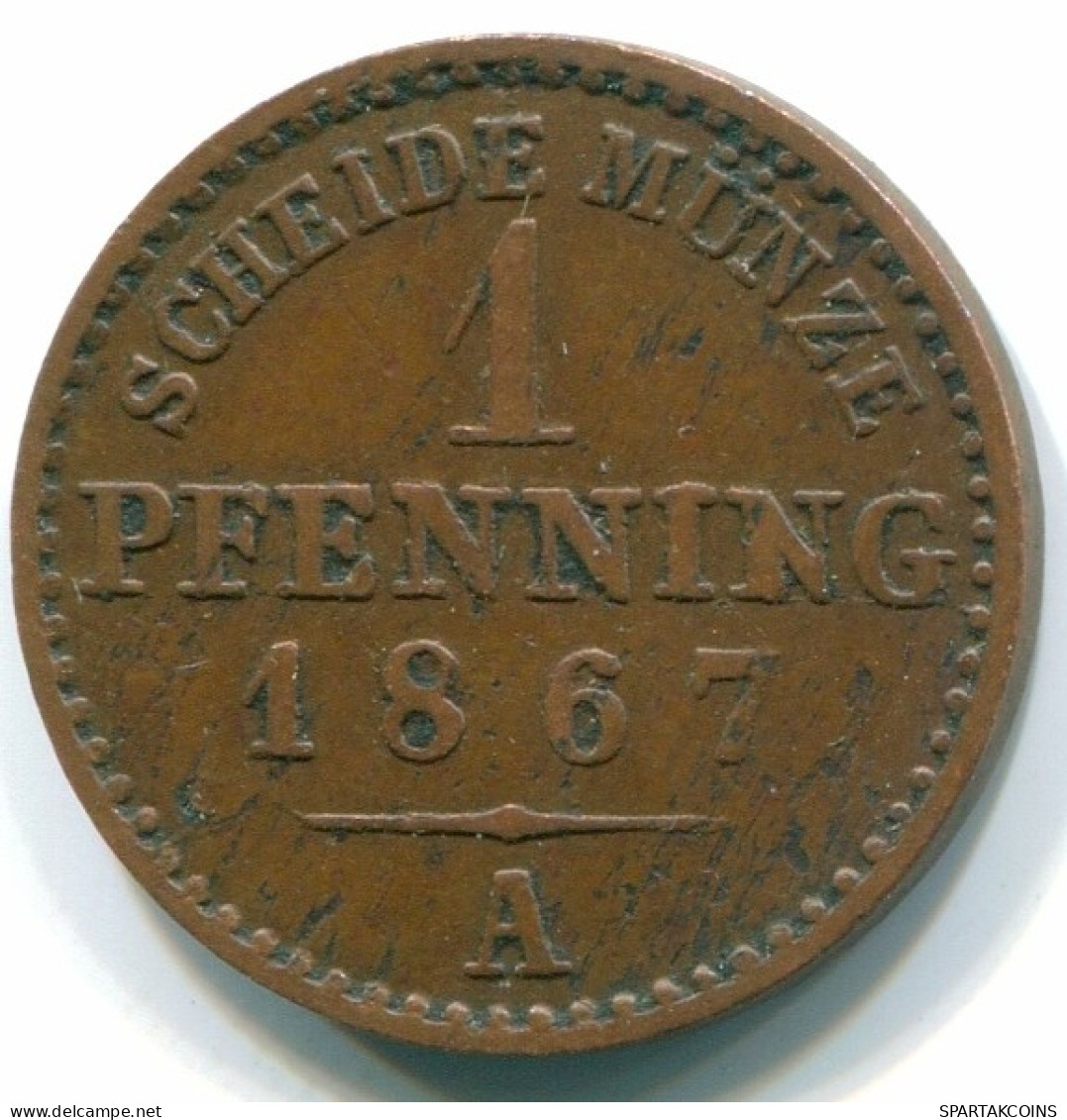 1 PFENNIG 1867 PRUSIA RUSSIA STADT ALEMANIA Moneda GERMANY #DE10241.3.E.A - Other & Unclassified