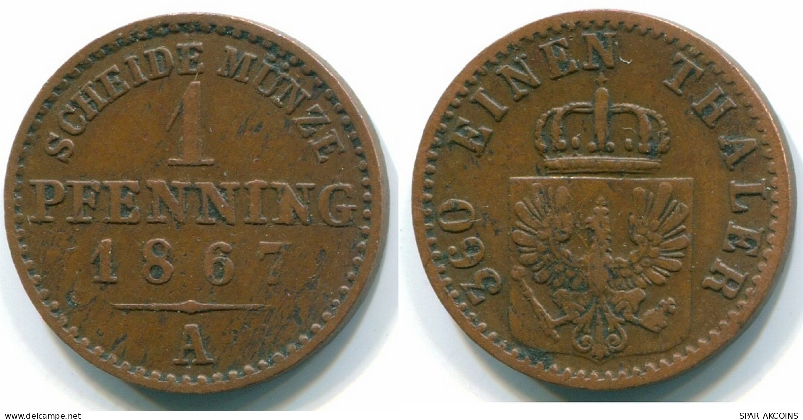 1 PFENNIG 1867 PRUSIA RUSSIA STADT ALEMANIA Moneda GERMANY #DE10241.3.E.A - Otros & Sin Clasificación