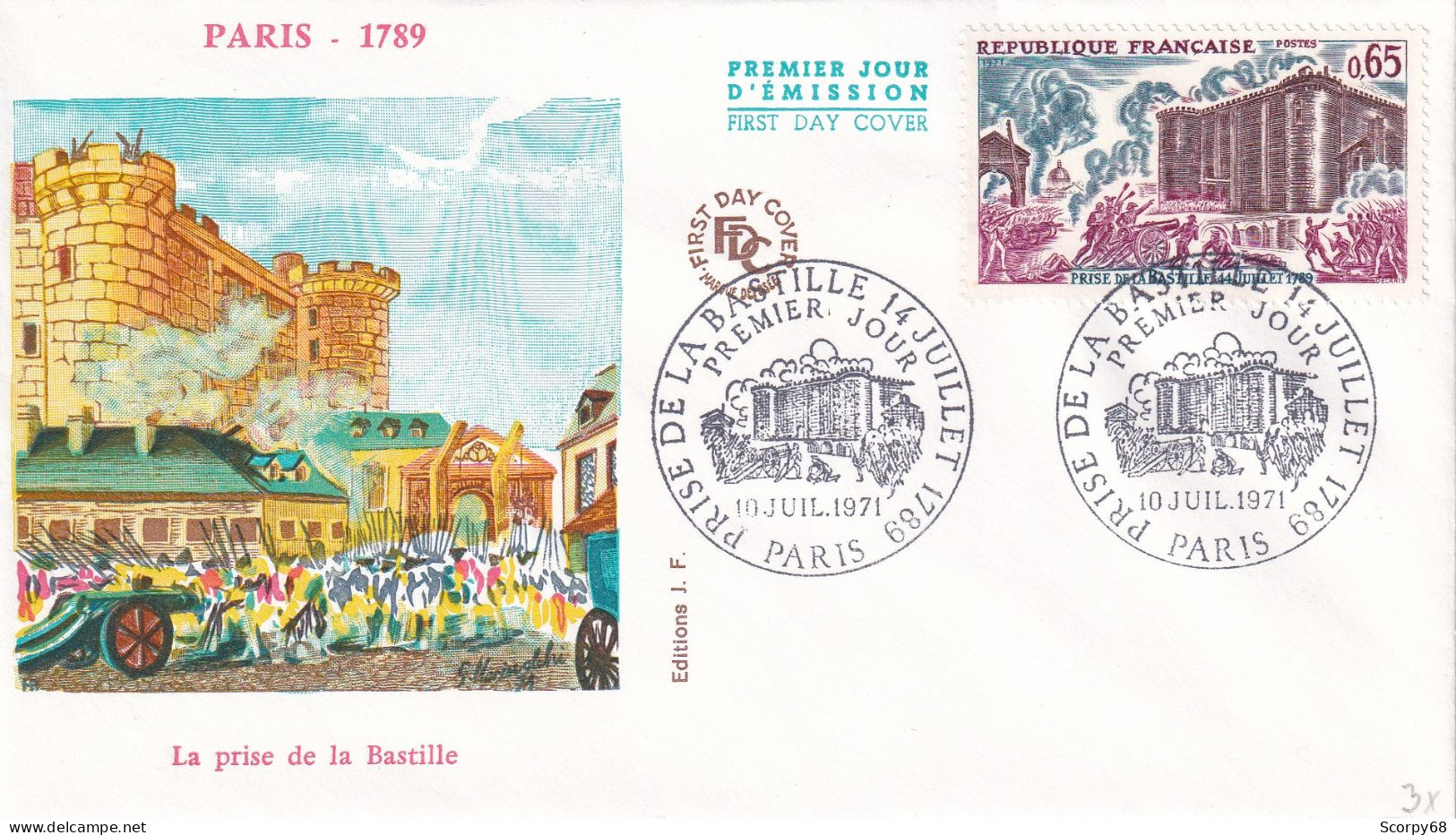 FDC 10/07/1971: La Prise De La Bastille - 14 Juillet 1789 - Y&T N° 1680 - 1970-1979