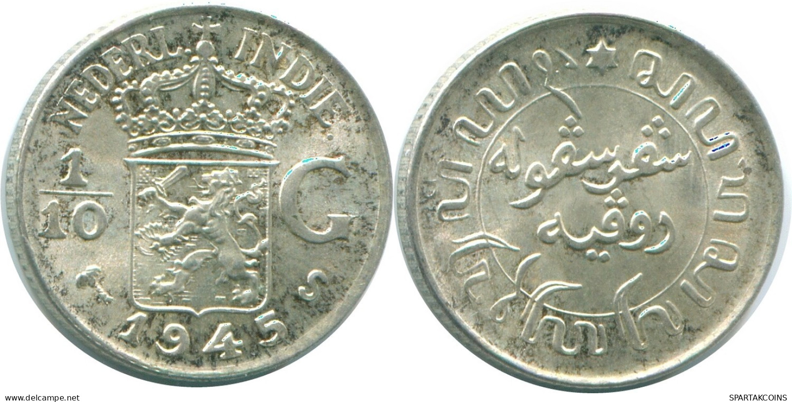 1/10 GULDEN 1945 S NETHERLANDS EAST INDIES SILVER Colonial Coin #NL14069.3.U.A - Indes Néerlandaises