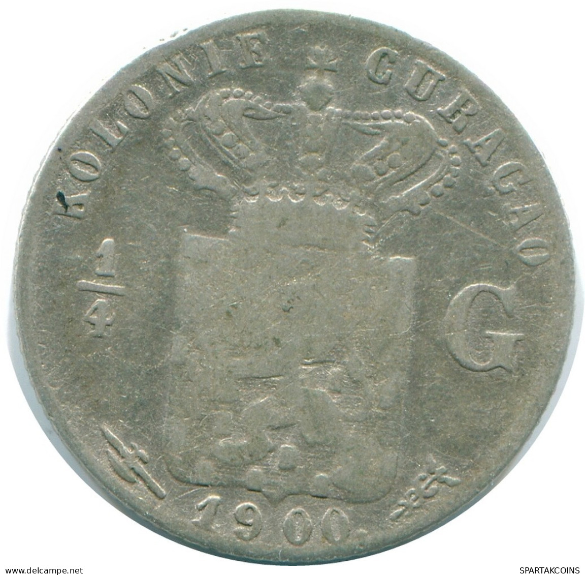 1/4 GULDEN 1900 CURACAO Netherlands SILVER Colonial Coin #NL10446.4.U.A - Curacao