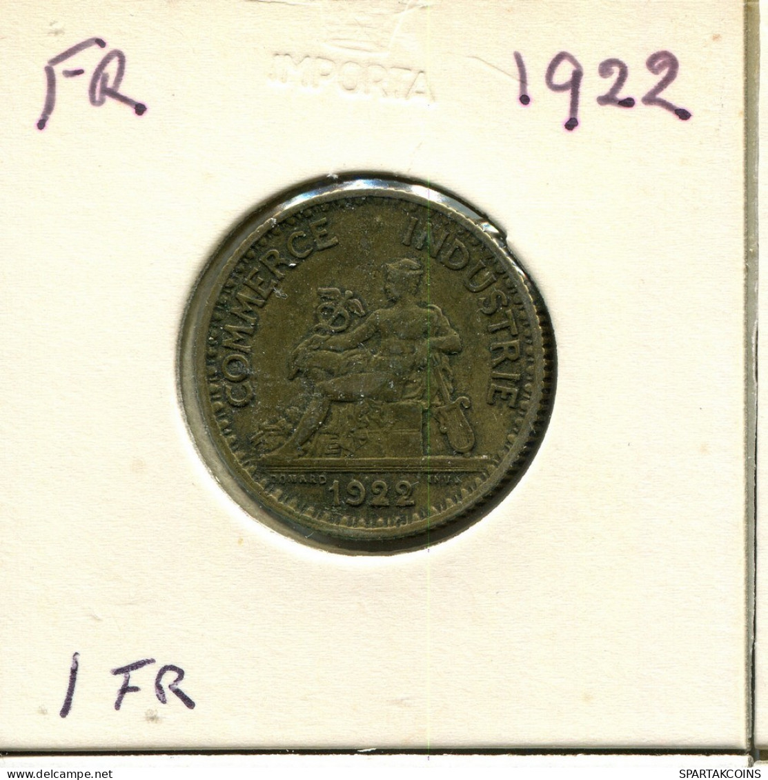 1 FRANC 1922 FRANCIA FRANCE Moneda #AU890.E.A - 1 Franc