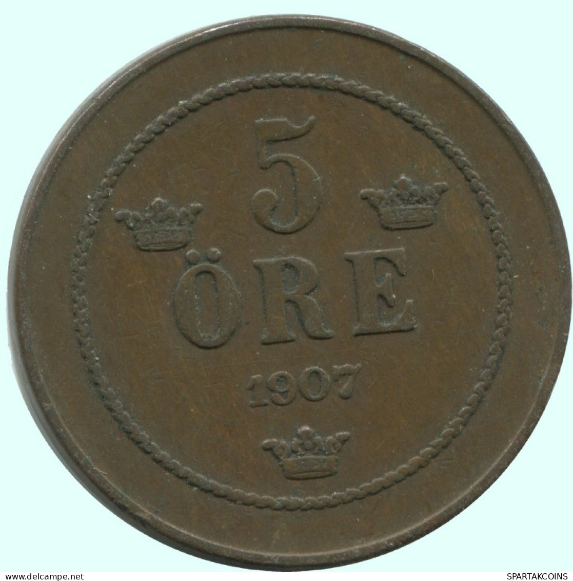 5 ORE 1907 SUÈDE SWEDEN Pièce #AC683.2.F.A - Sweden
