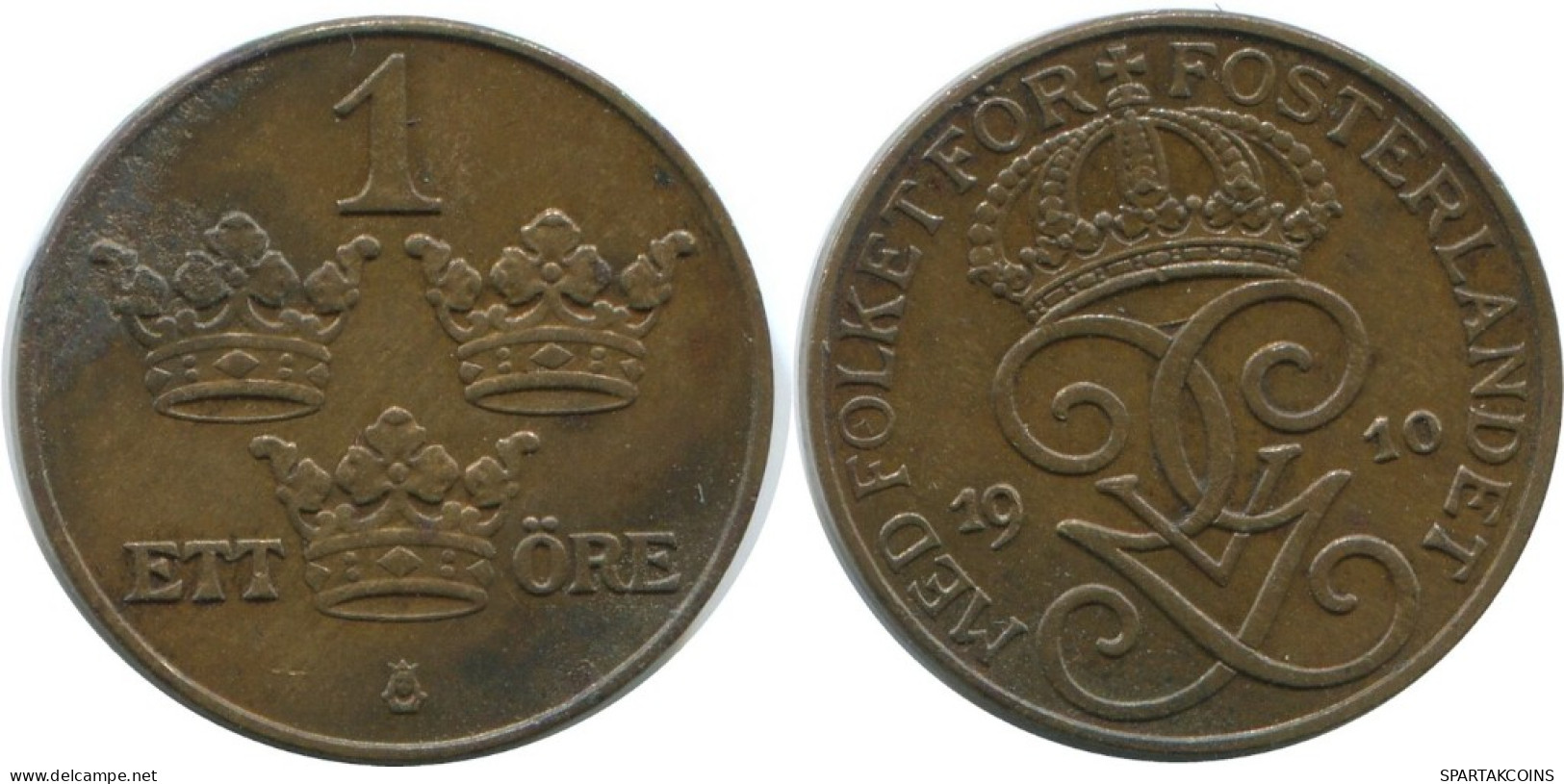 1 ORE 1910 SCHWEDEN SWEDEN Münze #AD369.2.D.A - Sweden
