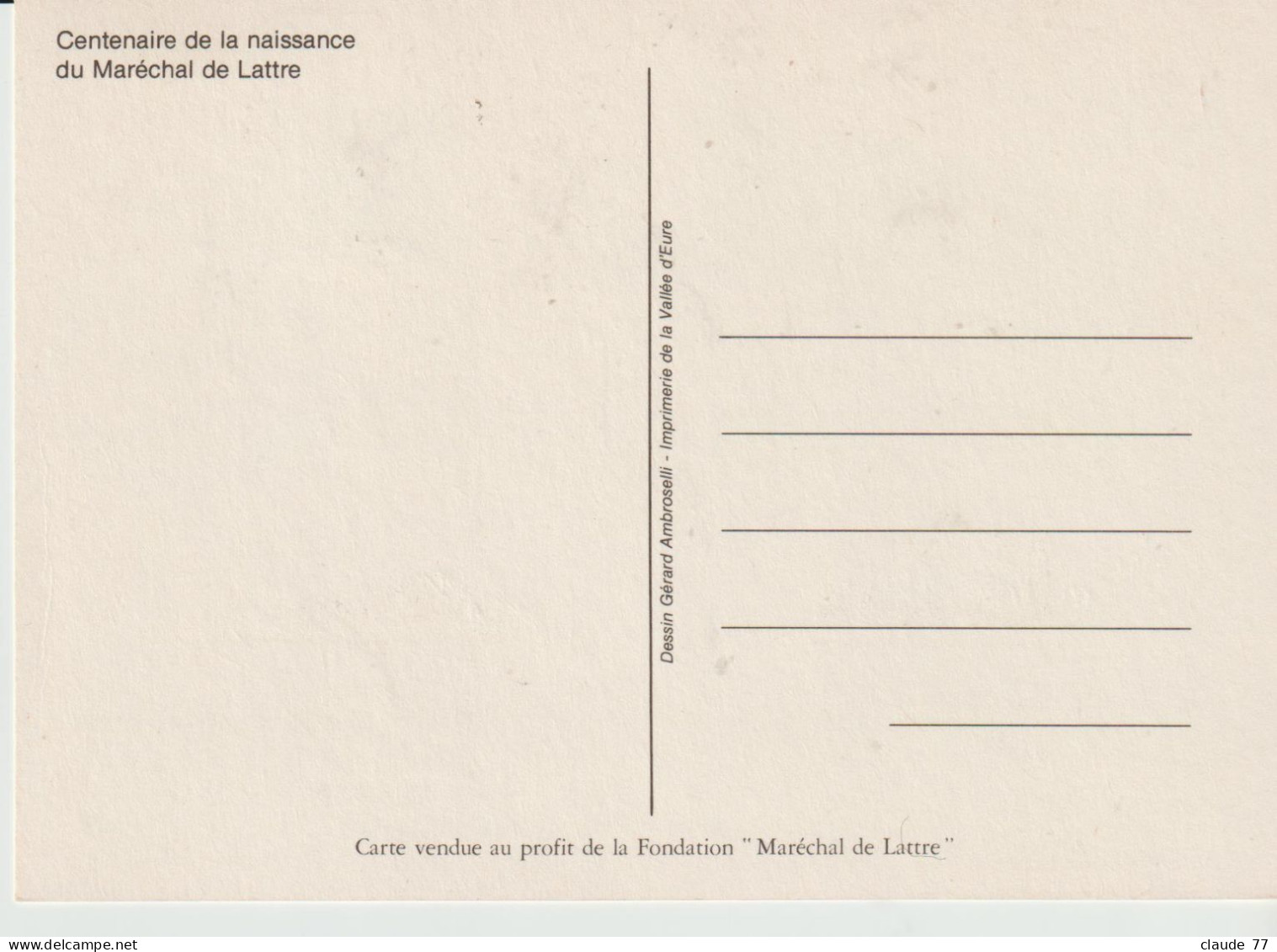 France : Carte Postale 1er Jour  Maréchal De  Lattre ** - 1980-1989