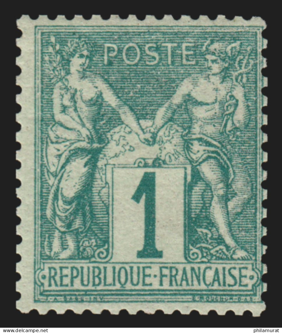 N°61, Sage 1c Vert, Type I (N Sous B), Neuf * , Signé CALVES - TB - 1876-1878 Sage (Type I)