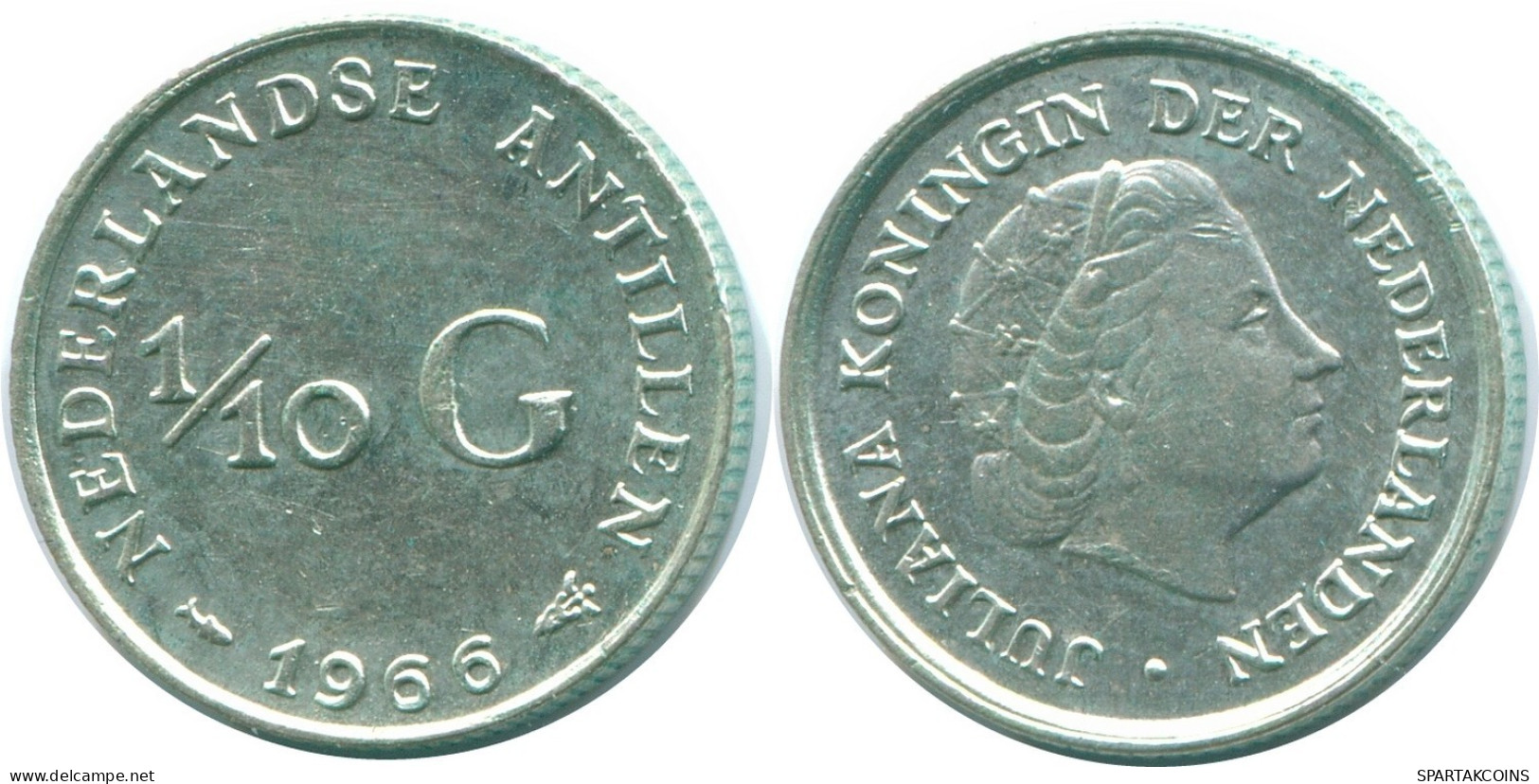 1/10 GULDEN 1966 NIEDERLÄNDISCHE ANTILLEN SILBER Koloniale Münze #NL12692.3.D.A - Netherlands Antilles