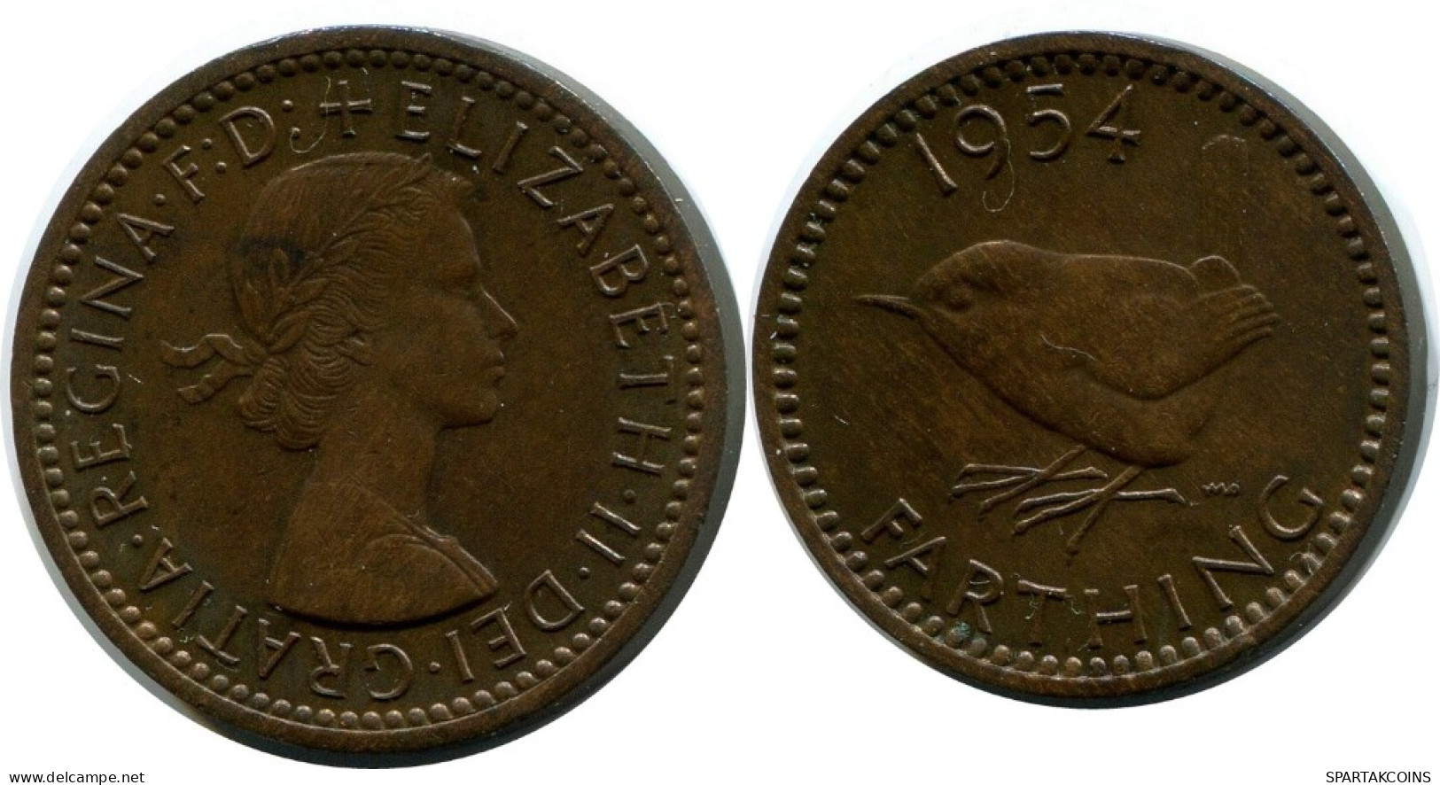 FARTHING 1954 UK GROßBRITANNIEN GREAT BRITAIN Münze #AN522.D.A - B. 1 Farthing