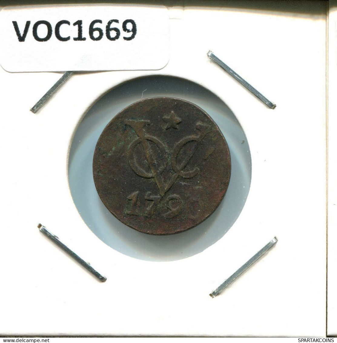 1790 UTRECHT VOC DUIT IINDES NÉERLANDAIS NETHERLANDS NEW YORK COLONIAL PENNY #VOC1669.10.F.A - Niederländisch-Indien