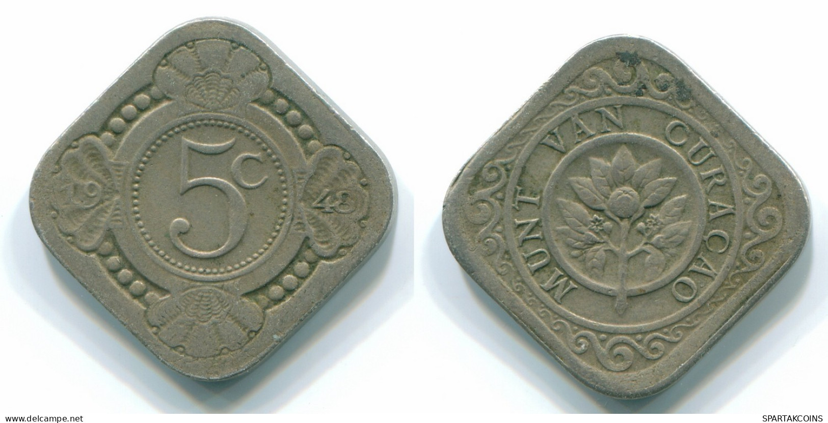 5 CENTS 1948 CURACAO NIEDERLANDE NETHERLANDS Nickel Koloniale Münze #S12389.D.A - Curaçao