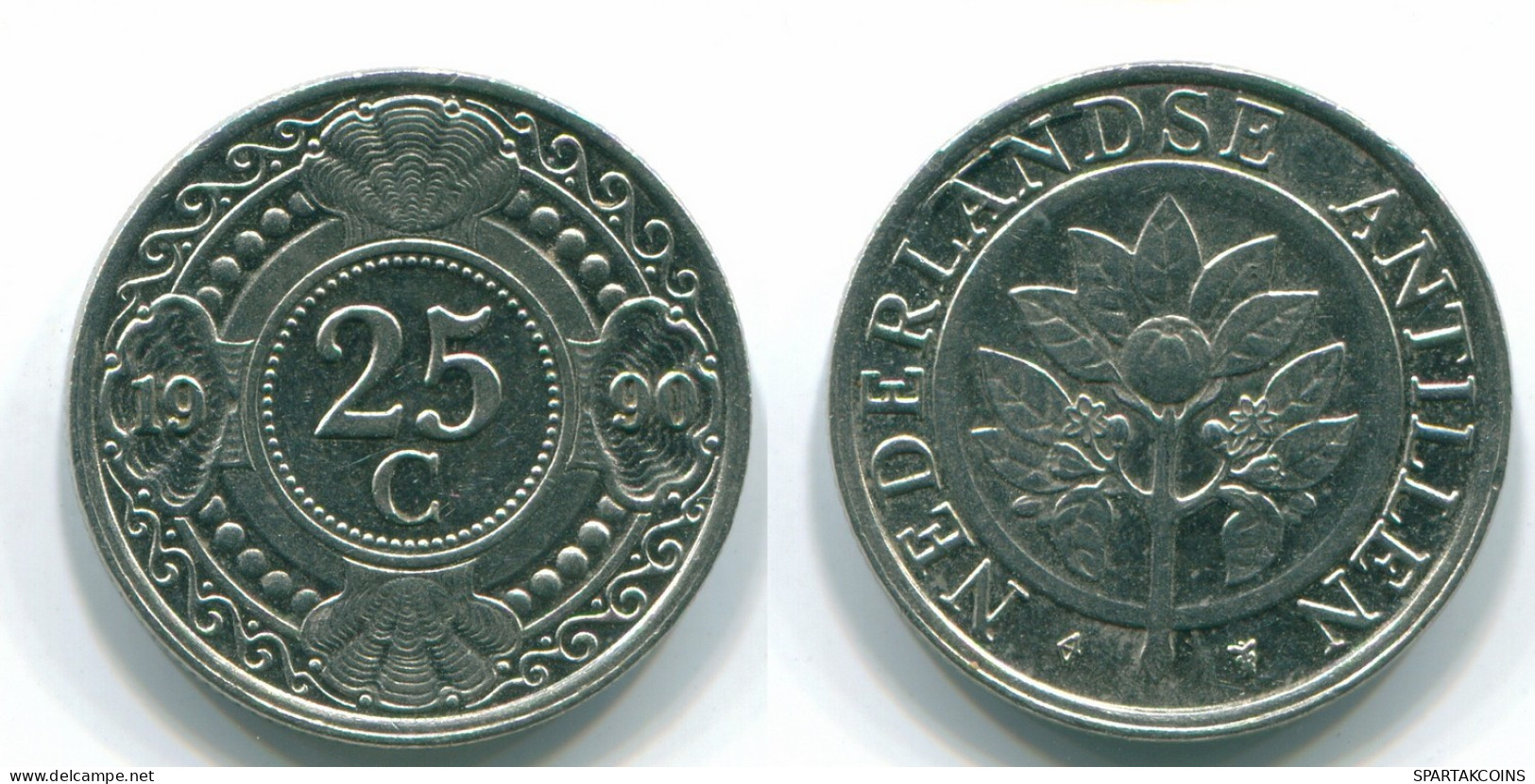 25 CENTS 1990 ANTILLAS NEERLANDESAS Nickel Colonial Moneda #S11261.E.A - Niederländische Antillen