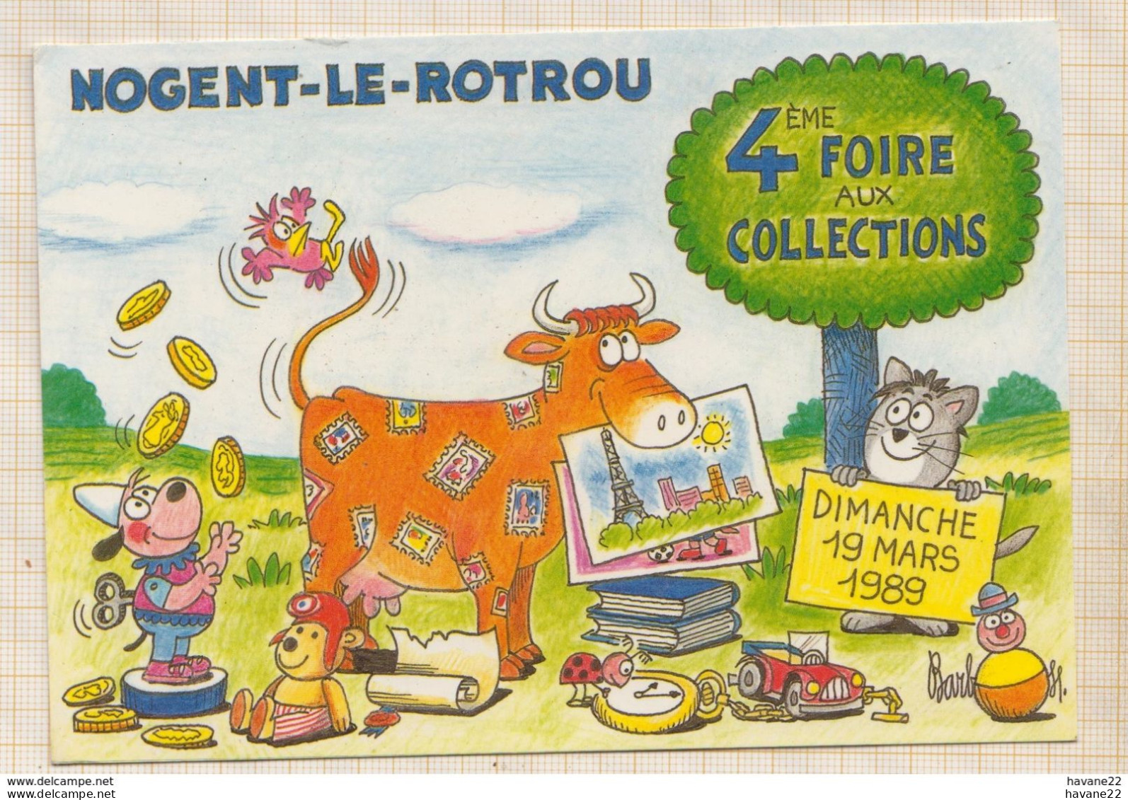 8AK3897 NOGENT LE ROTROU 1989 4e FOIRE AUX COLLECTIONNEURS Illustrateur BARBEROUSSE 2  SCAN7 - Nogent Le Rotrou