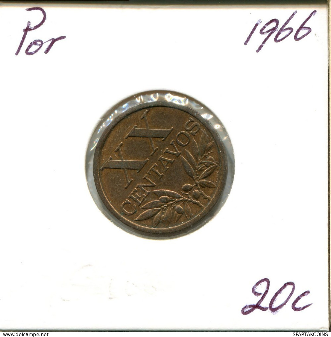 20 CENTAVOS 1966 PORTUGAL Münze #AT284.D.A - Portugal