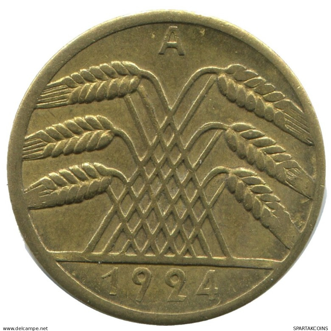 10 RENTENPFENNIG 1924 A GERMANY Coin #AD580.9.U.A - 10 Rentenpfennig & 10 Reichspfennig