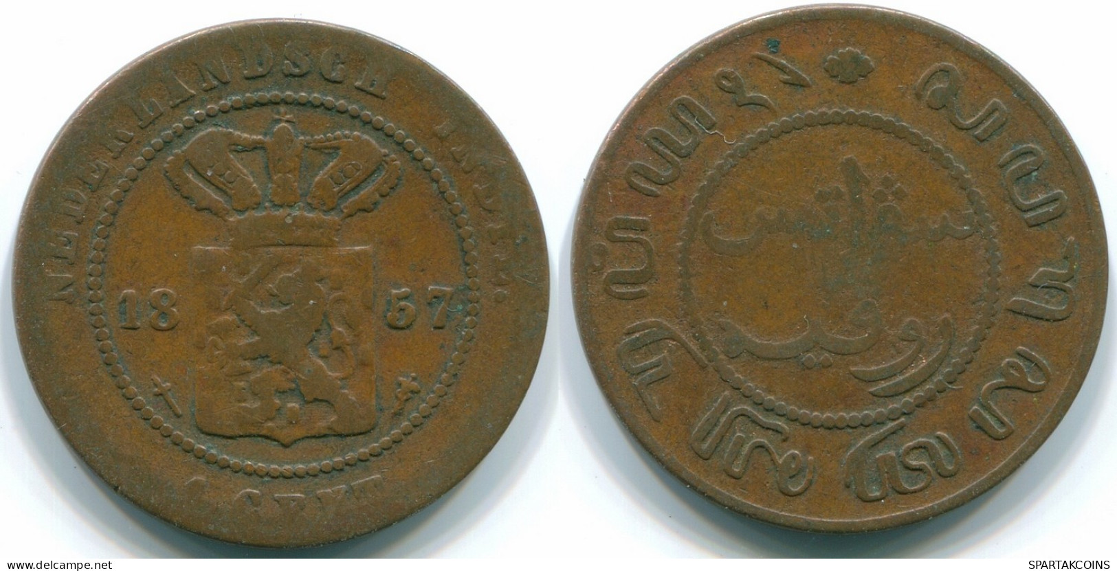 1 CENT 1857 NETHERLANDS EAST INDIES INDONESIA Copper Colonial Coin #S10041.U.A - Indes Néerlandaises