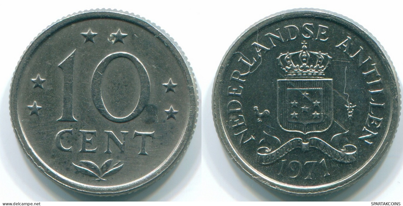 10 CENTS 1971 ANTILLAS NEERLANDESAS Nickel Colonial Moneda #S13401.E.A - Antillas Neerlandesas