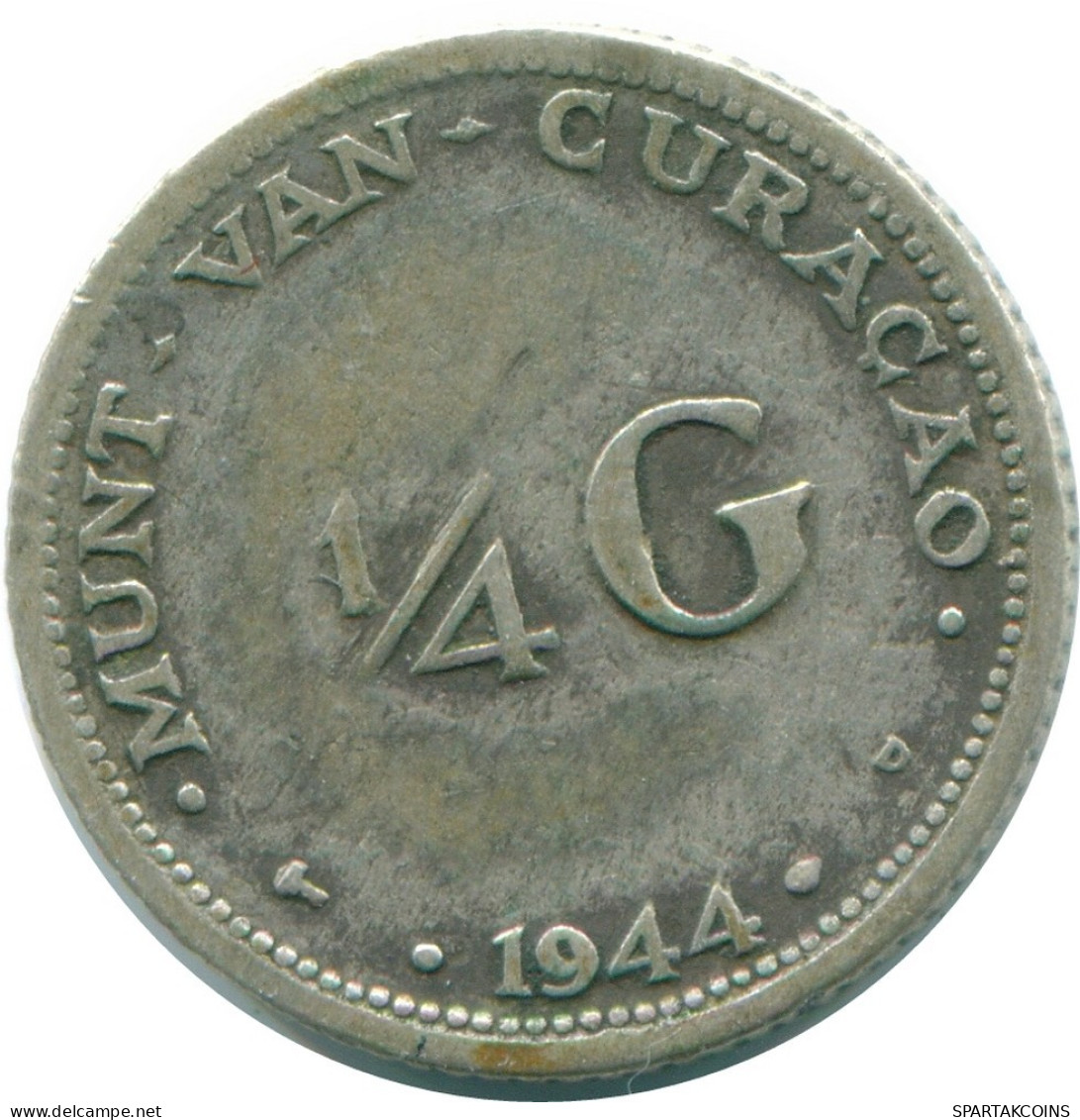 1/4 GULDEN 1944 CURACAO Netherlands SILVER Colonial Coin #NL10658.4.U.A - Curaçao