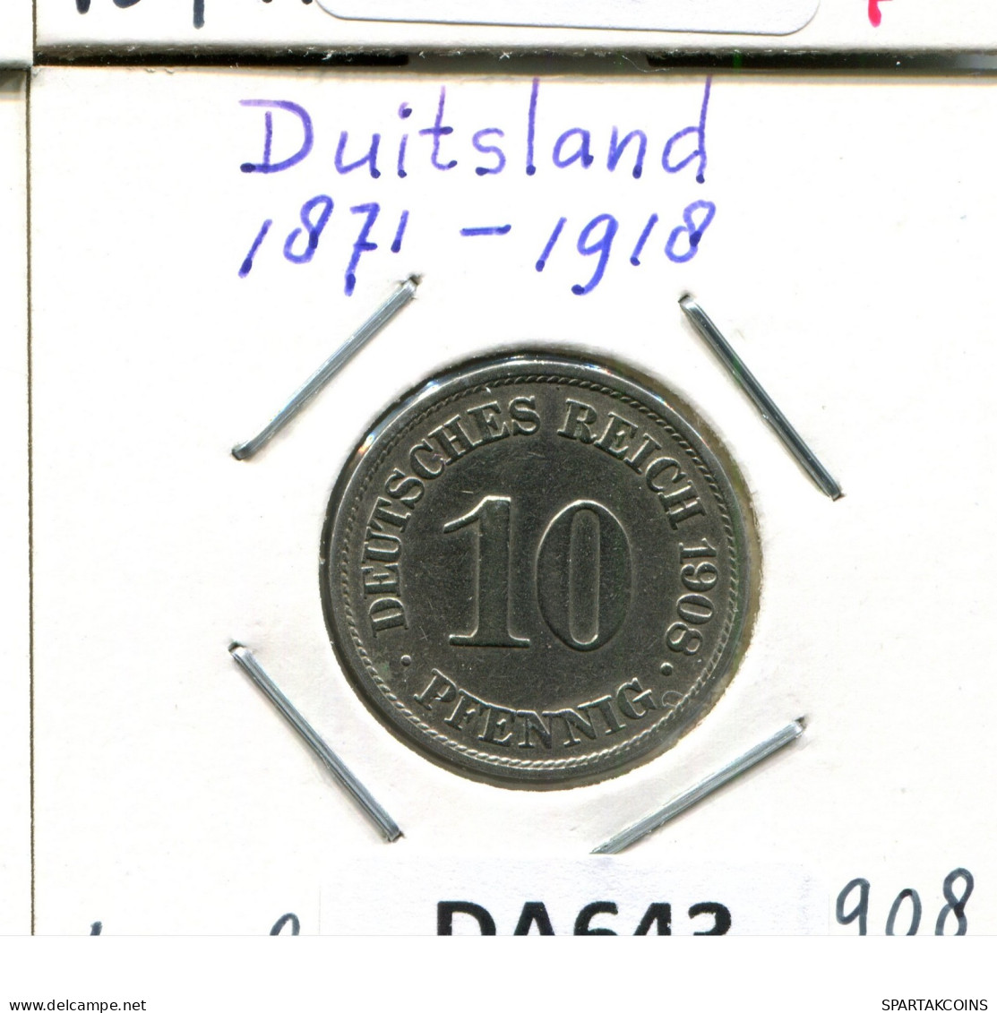 10 PFENNIG 1908 A GERMANY Coin #DA643.2.U.A - 10 Pfennig