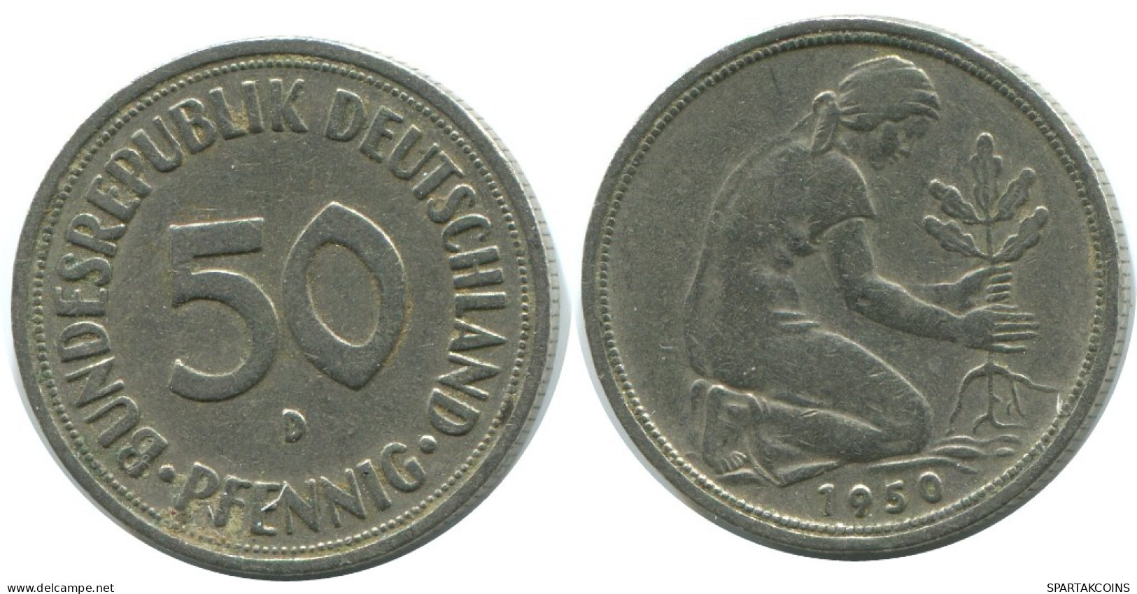 50 PFENNIG 1950 D BRD ALLEMAGNE Pièce GERMANY #AG338.3.F.A - 50 Pfennig