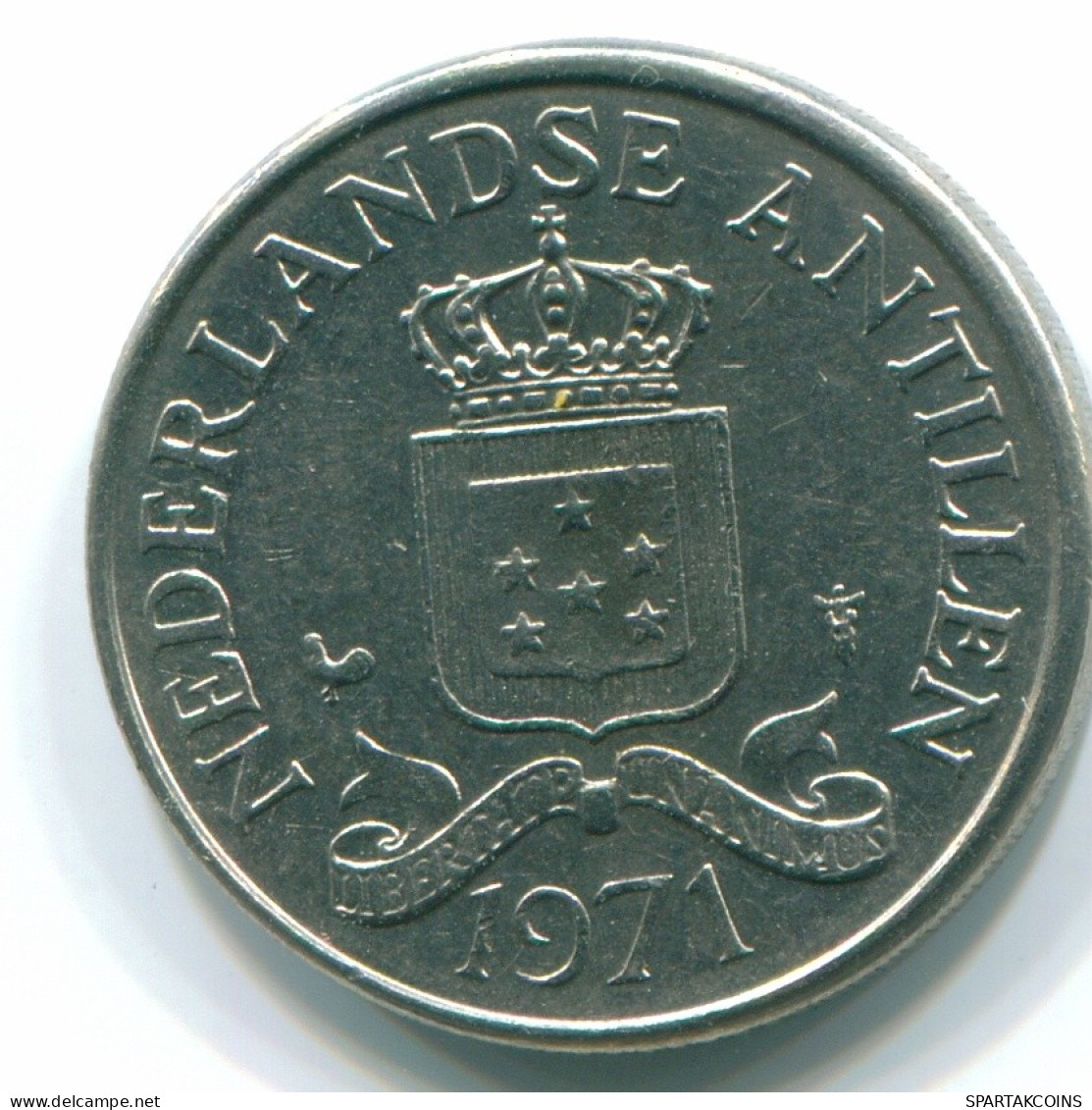 25 CENTS 1971 ANTILLAS NEERLANDESAS Nickel Colonial Moneda #S11586.E.A - Antilles Néerlandaises