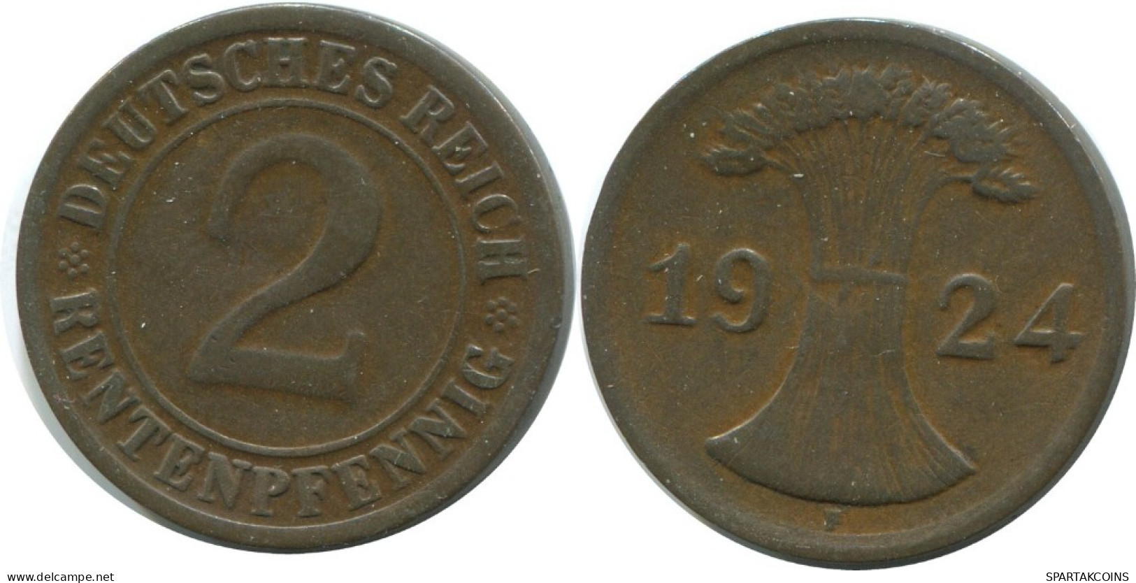 2 RENTENPFENNIG 1924 F ALEMANIA Moneda GERMANY #AE273.E.A - 2 Rentenpfennig & 2 Reichspfennig