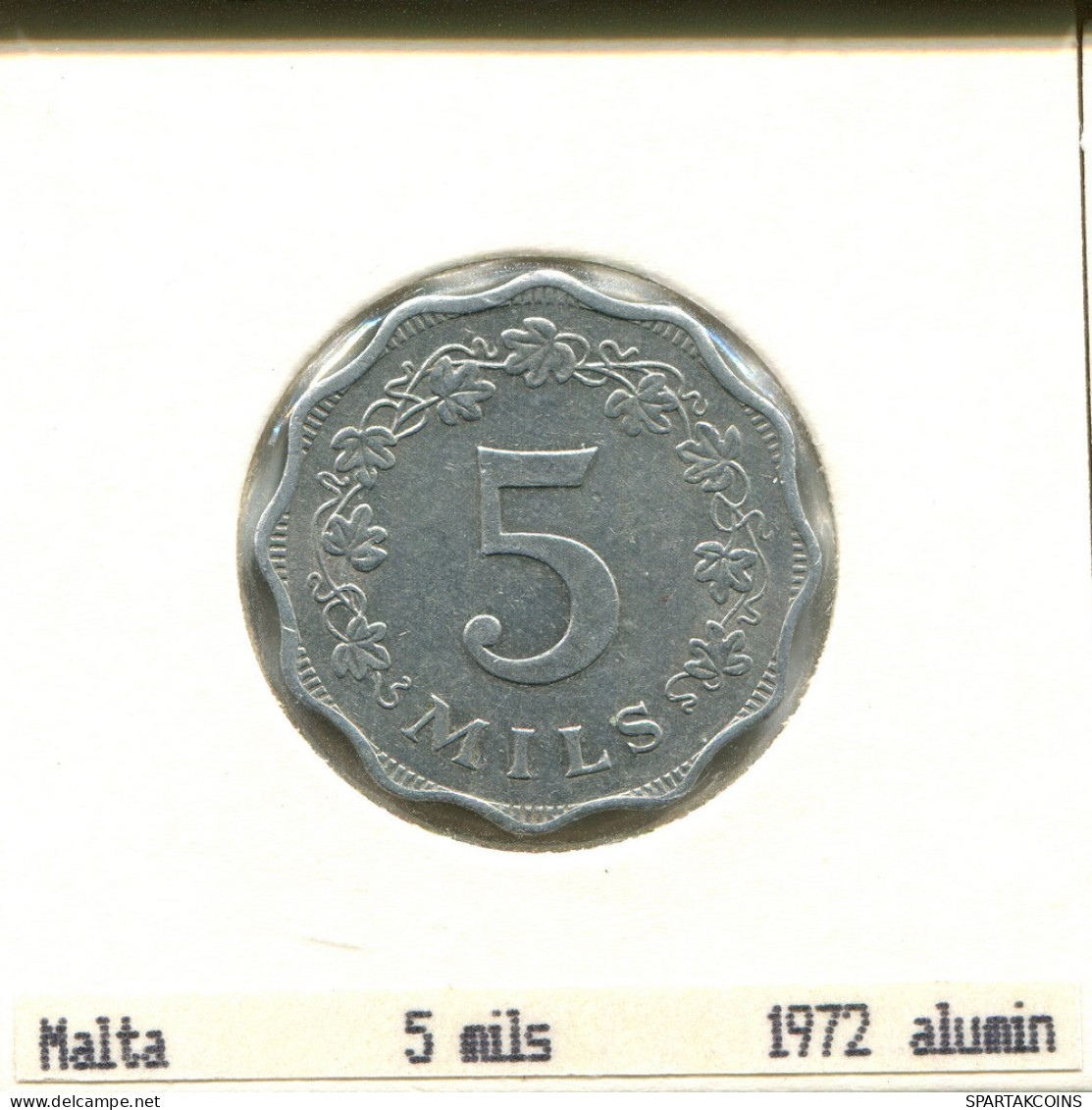 5 MILS 1972 MALTE MALTA Pièce #AS643.F.A - Malte