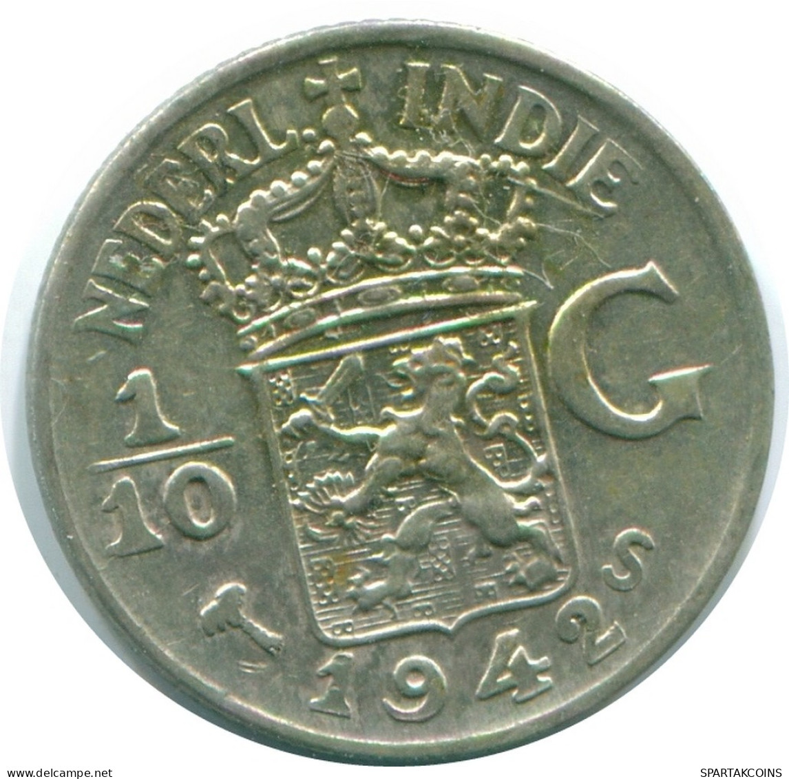 1/10 GULDEN 1942 NIEDERLANDE OSTINDIEN SILBER Koloniale Münze #NL13879.3.D.A - Indes Néerlandaises