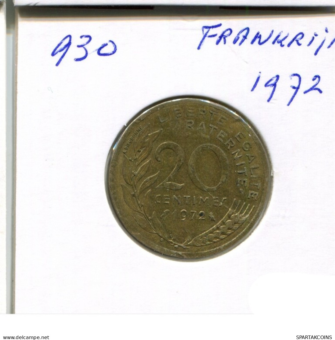 20 CENTIMES 1972 FRANKREICH FRANCE Französisch Münze #AN174.D.A - 20 Centimes