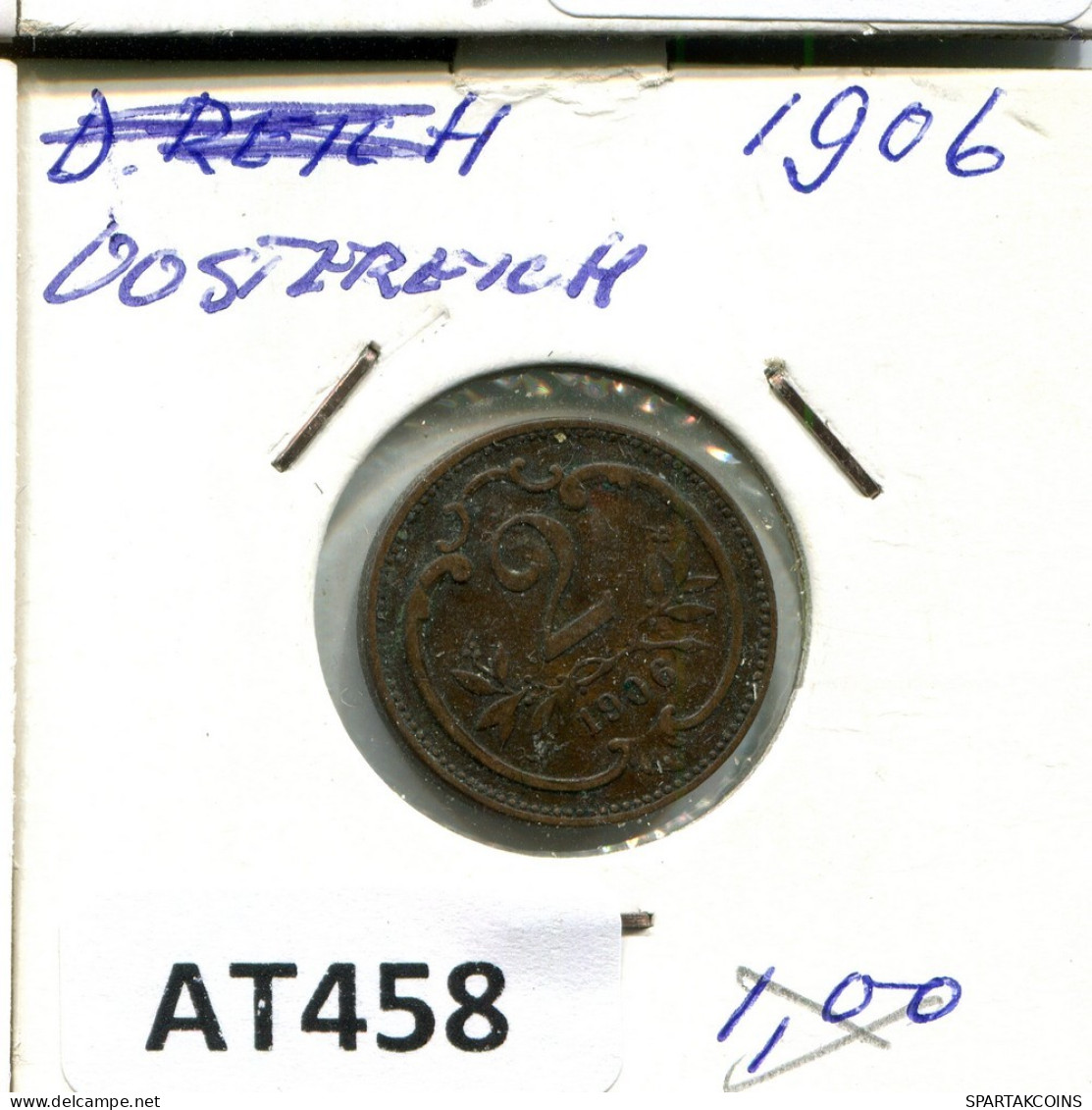 2 HELLER 1906 AUSTRIA Moneda #AT458.E.A - Oostenrijk