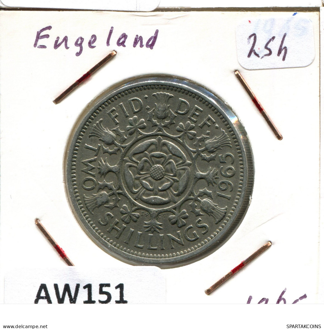 2 SHILLINGS 1965 UK GRANDE-BRETAGNE GREAT BRITAIN Pièce #AW151.F.A - J. 1 Florin / 2 Shillings