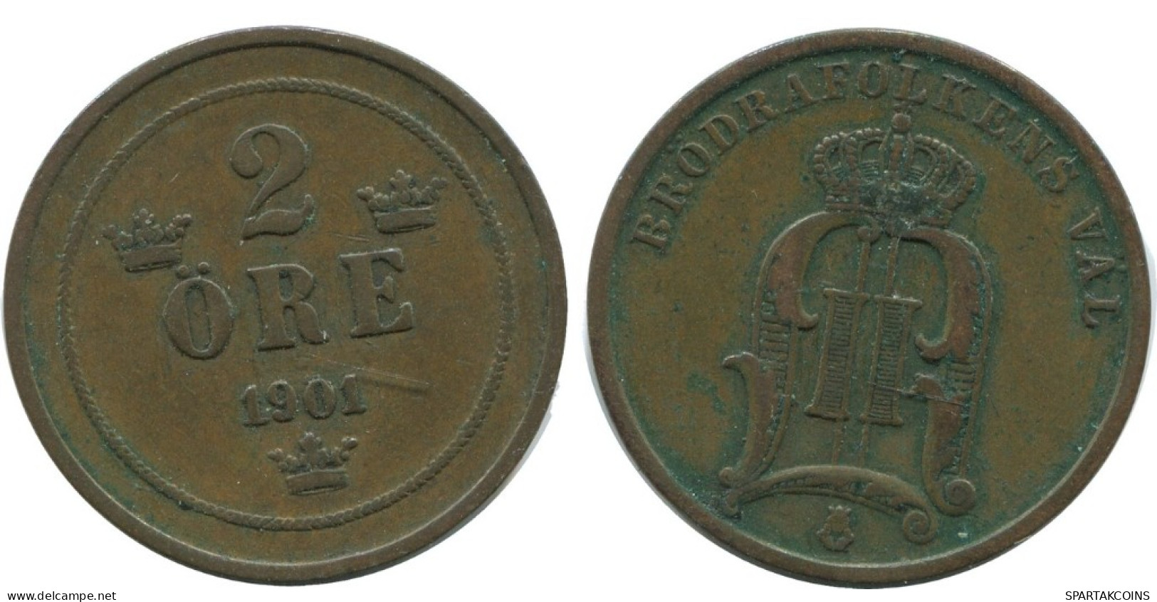 2 ORE 1901 SCHWEDEN SWEDEN Münze #AC975.2.D.A - Schweden