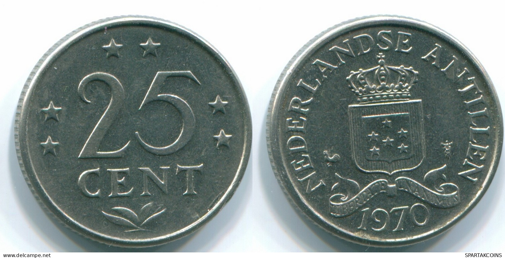 25 CENTS 1970 NIEDERLÄNDISCHE ANTILLEN Nickel Koloniale Münze #S11470.D.A - Netherlands Antilles