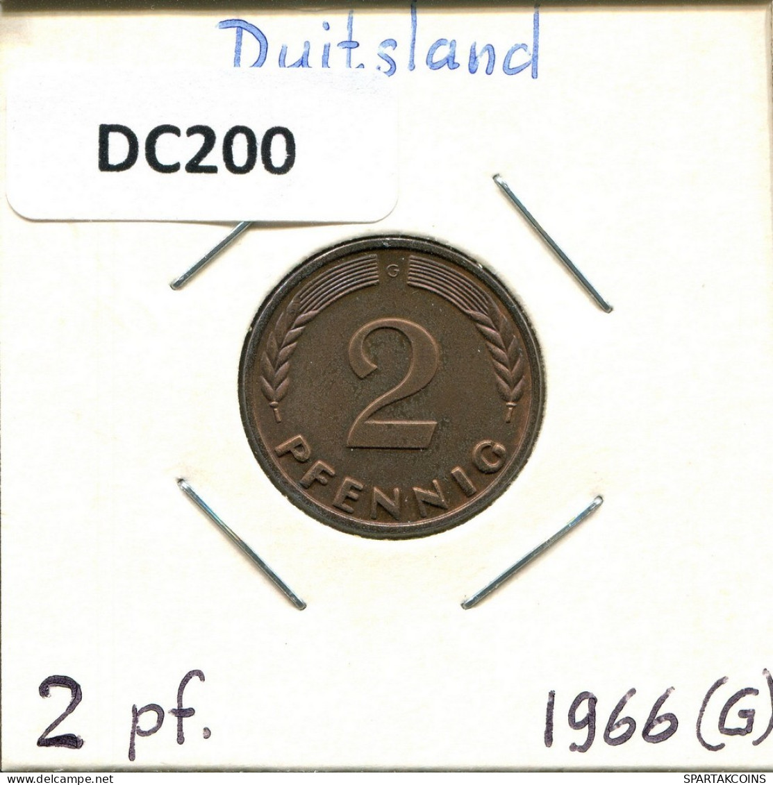 2 PFENNIG 1966 G BRD ALEMANIA Moneda GERMANY #DC200.E.A - 2 Pfennig
