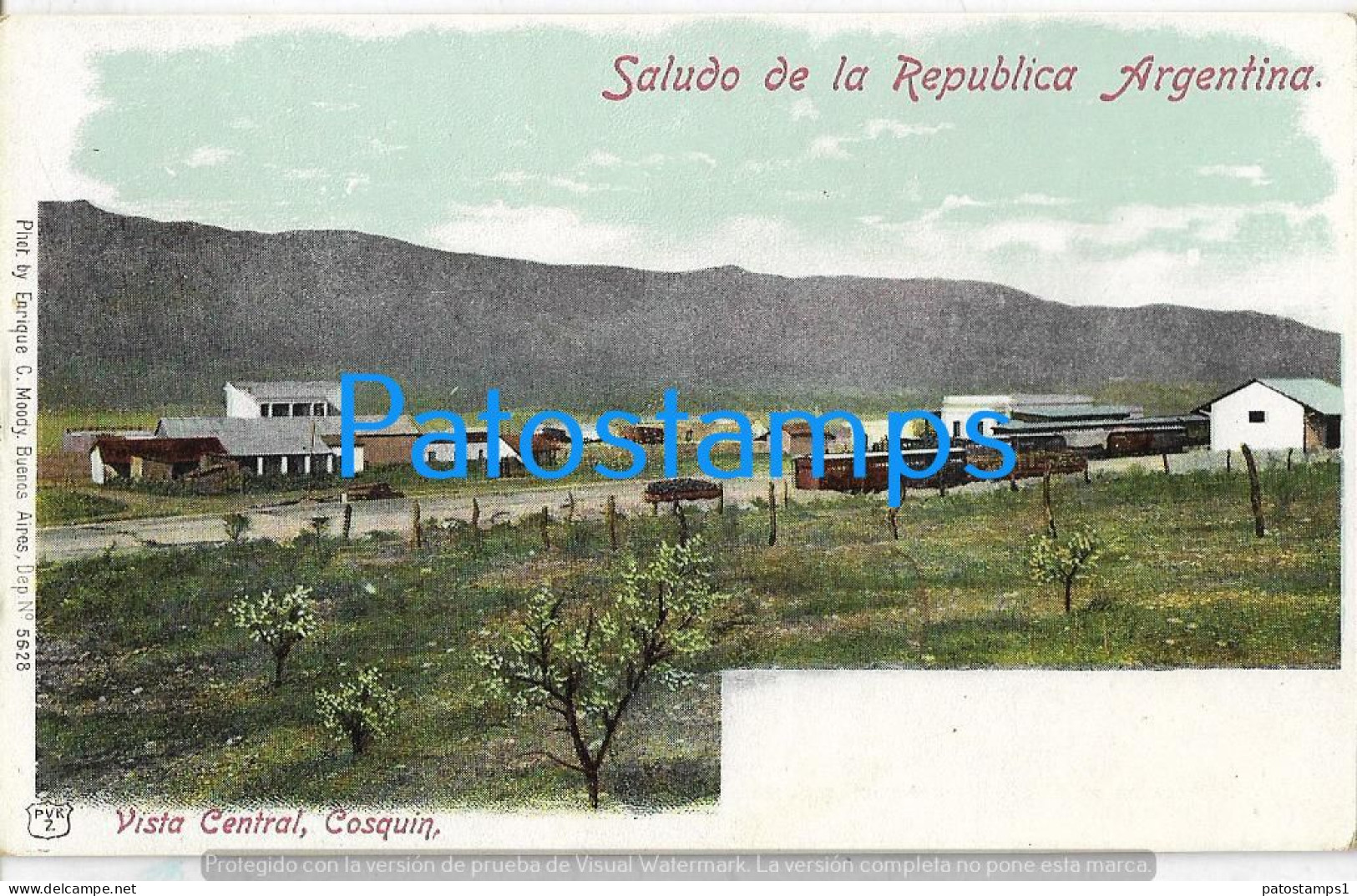 228374 ARGENTINA CORDOBA COSQUIN VISTA CENTRAL & STATION TRAIN ESTACION DE TREN POSTAL POSTCARD - Argentine