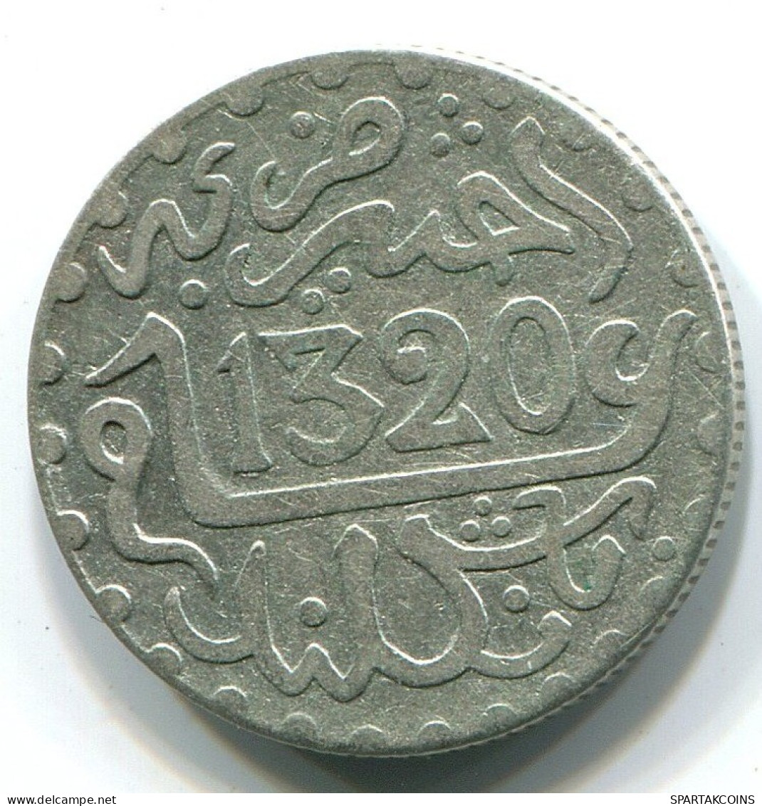 1/2 DIRHAM (1/20 RIAL) 1902 MOROCCO Abd Al-Aziz Paris Coin #W10471.18.U.A - Marokko