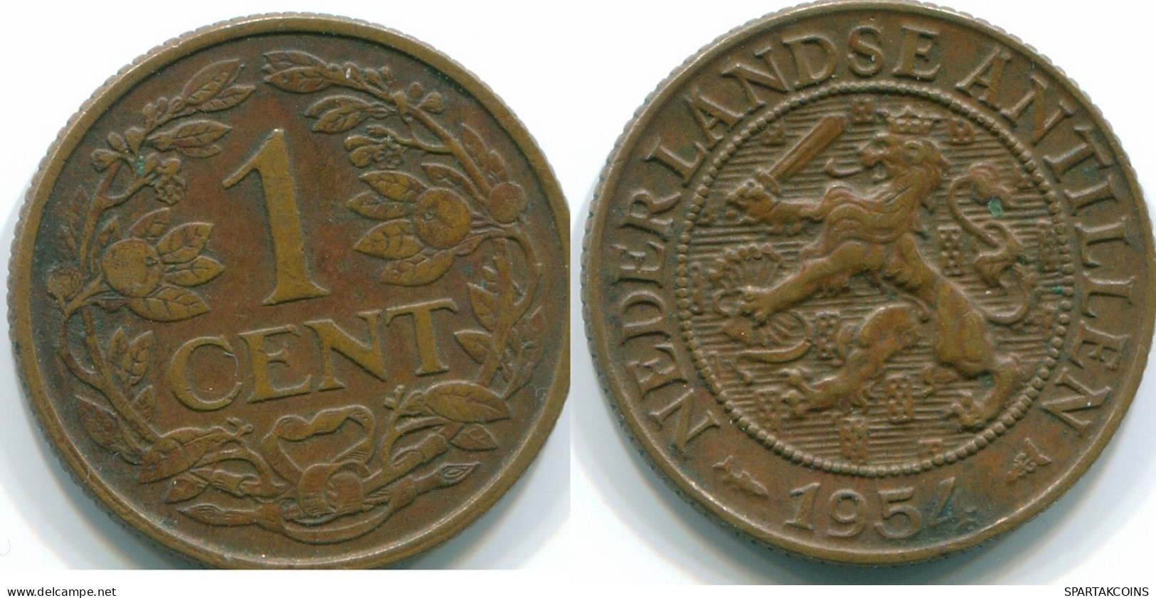 1 CENT 1954 NIEDERLÄNDISCHE ANTILLEN Bronze Fish Koloniale Münze #S11011.D.A - Netherlands Antilles