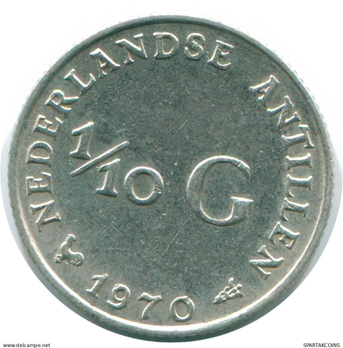 1/10 GULDEN 1970 NETHERLANDS ANTILLES SILVER Colonial Coin #NL12977.3.U.A - Netherlands Antilles