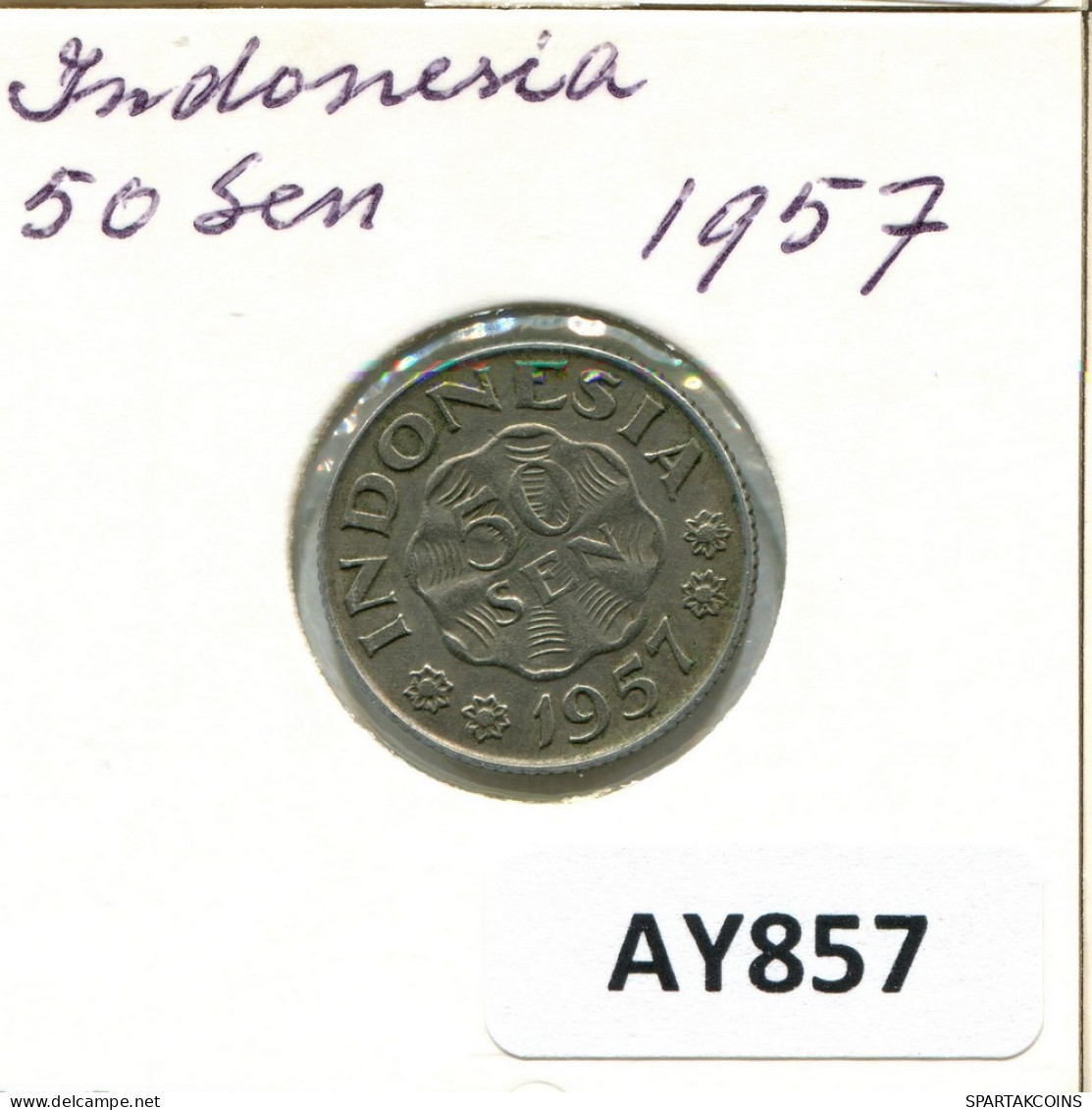 50 SEN 1957 INDONESIA Coin #AY857.U.A - Indonésie