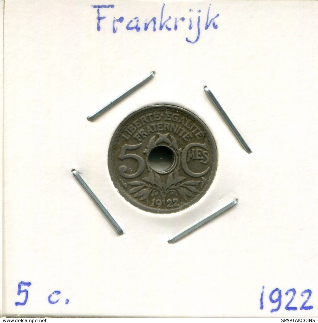 5 CENTIMES 1922 FRANCIA FRANCE Moneda #AM019.E.A - 5 Centimes