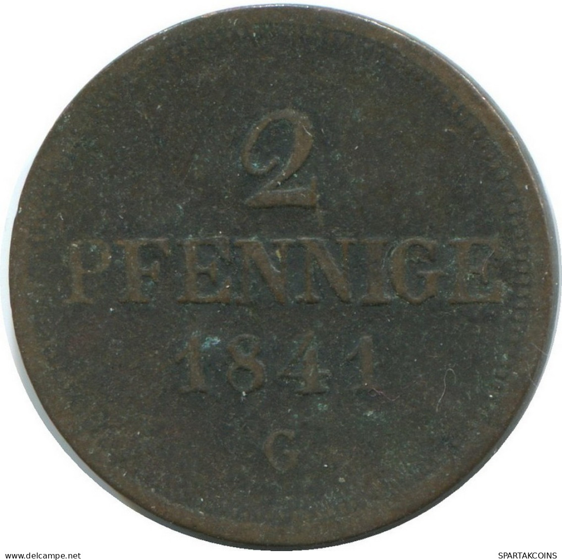 SAXONY 2 PFENNIG 1841 G Dresden Mint German States #DE10648.16.U.A - Other & Unclassified